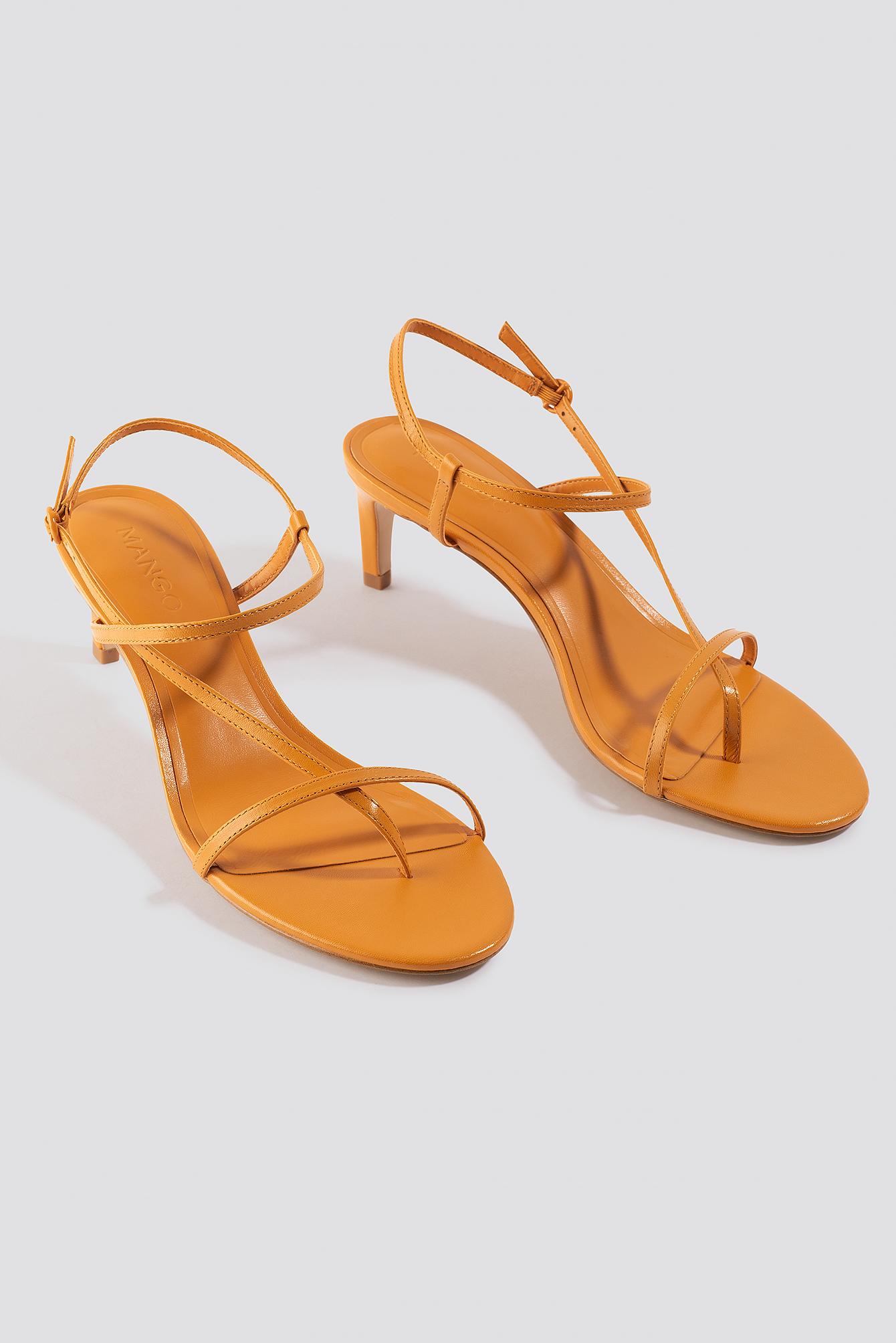 Mango Leather Saloon Sandals Orange - Lyst