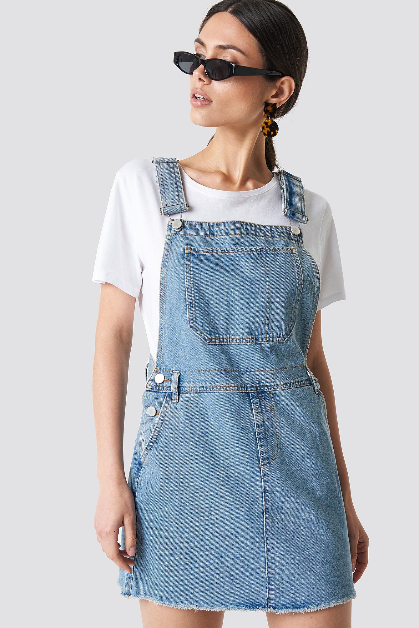 blue dungaree dress