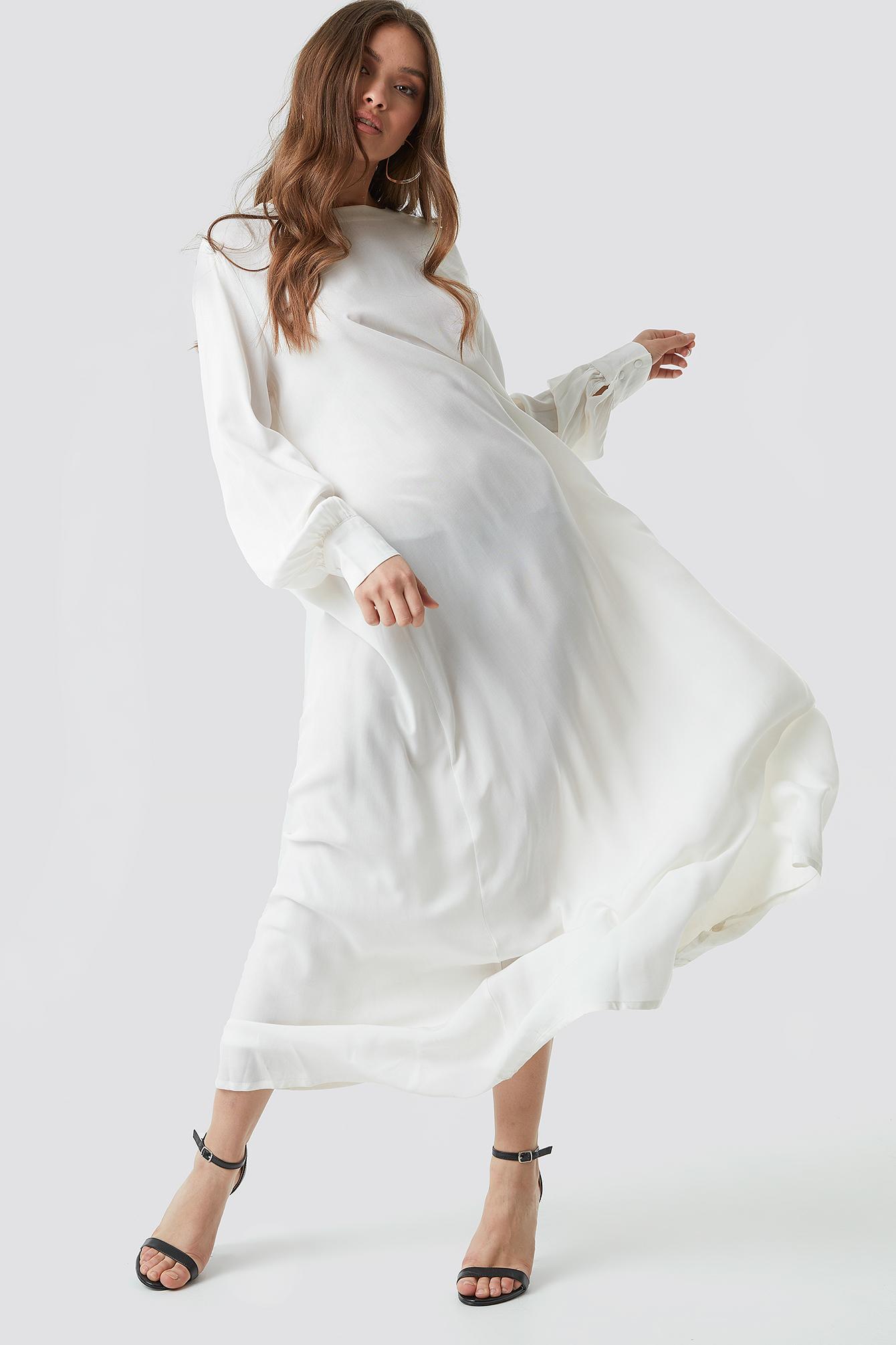 white smock maxi dress