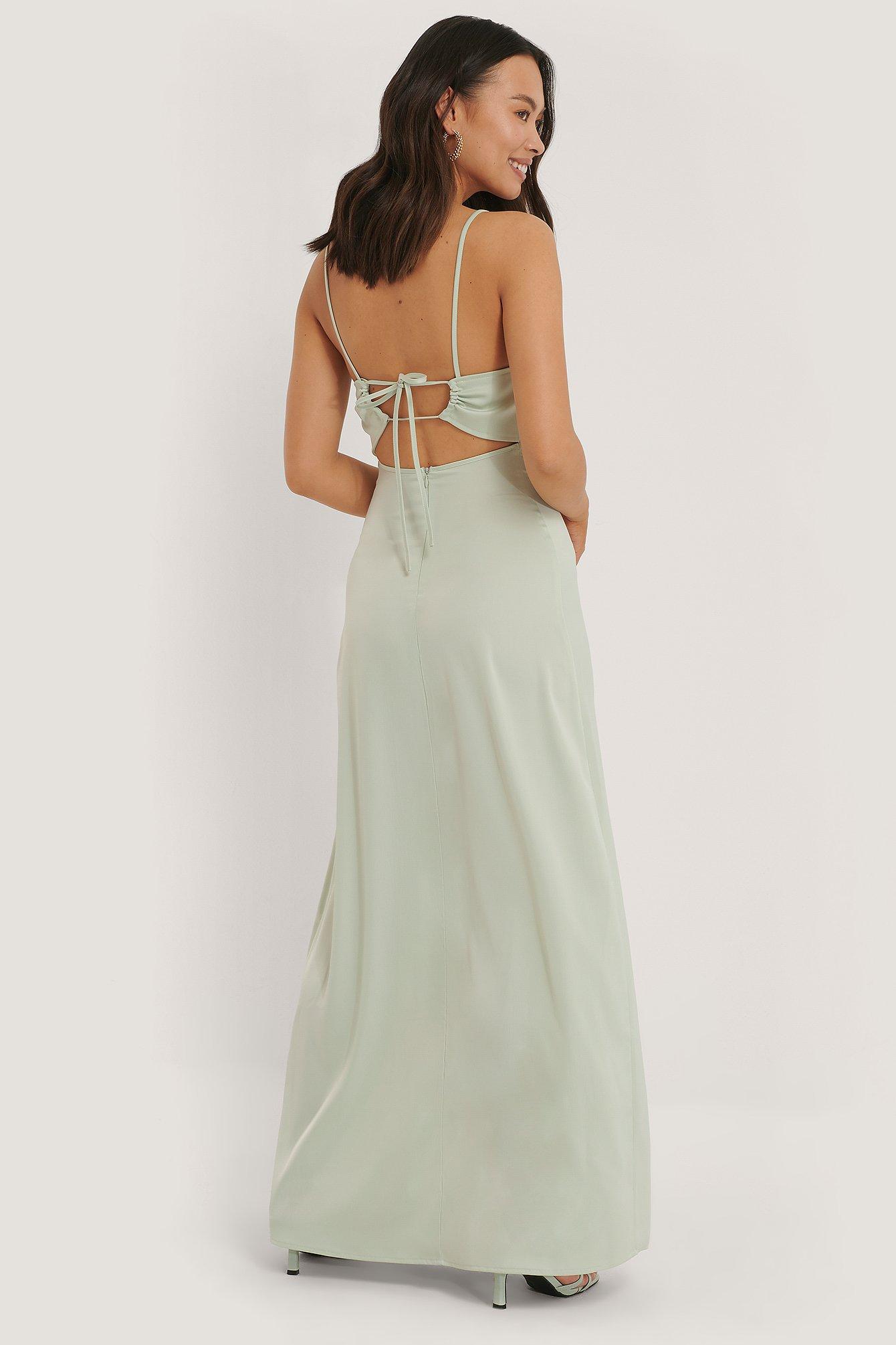 Na Kd Synthetic Green Cross Back Satin Dress Lyst 