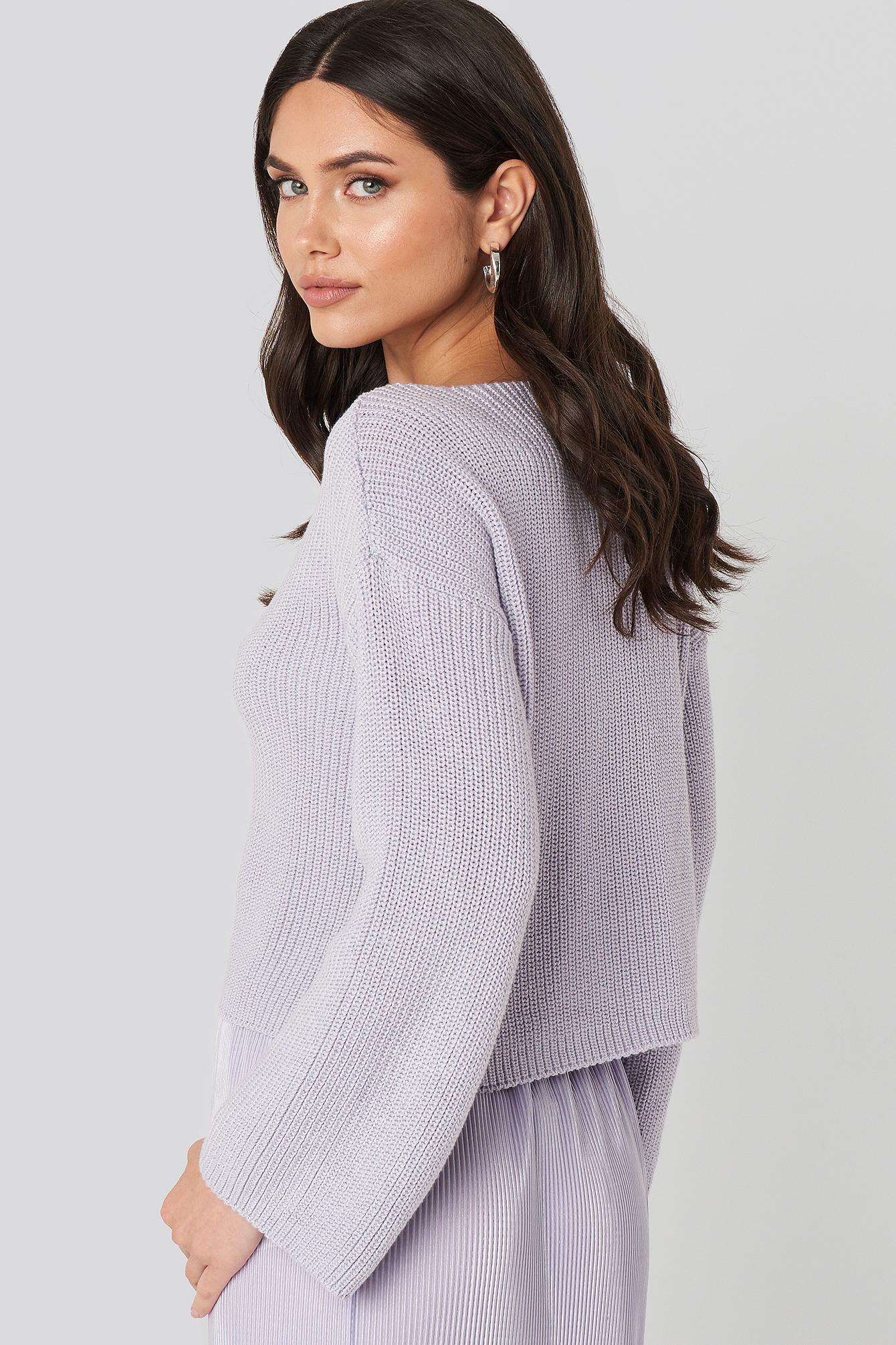 cropped long sleeve knitted sweater