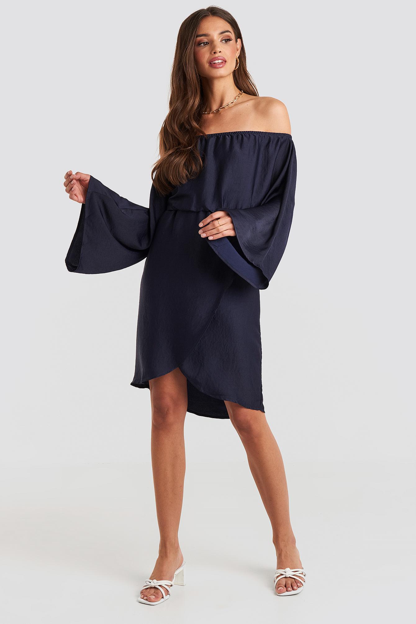 off shoulder kimono sleeve dress