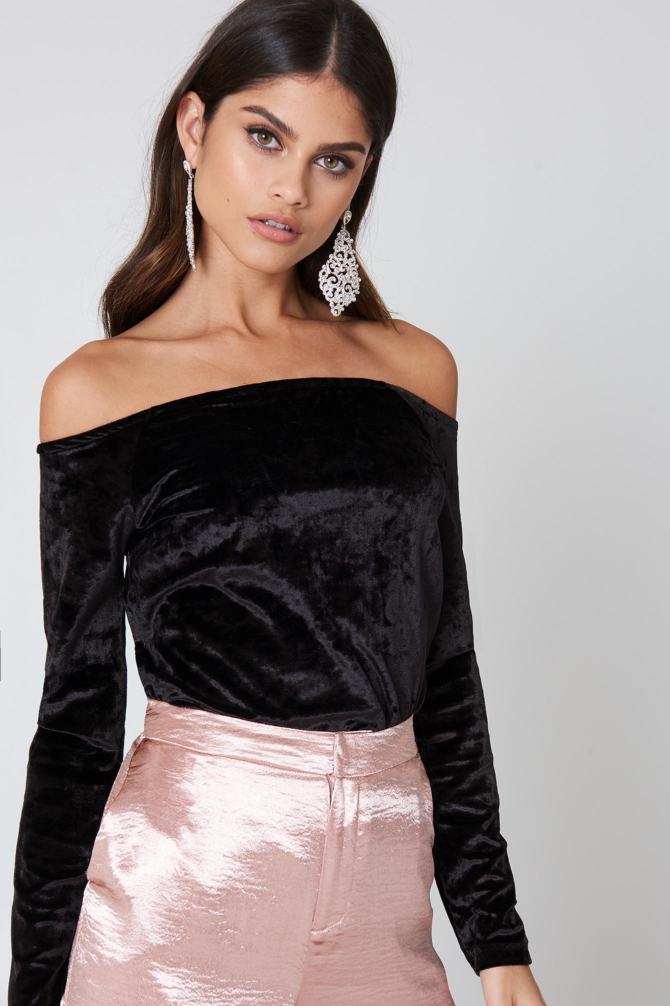 black velvet off the shoulder top