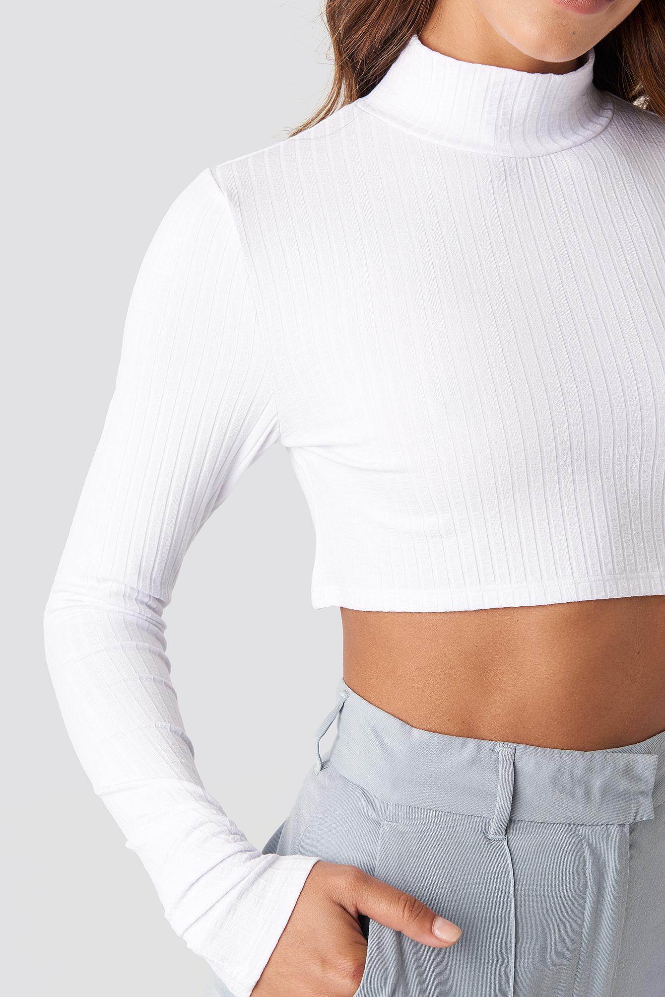 white long sleeve polo neck