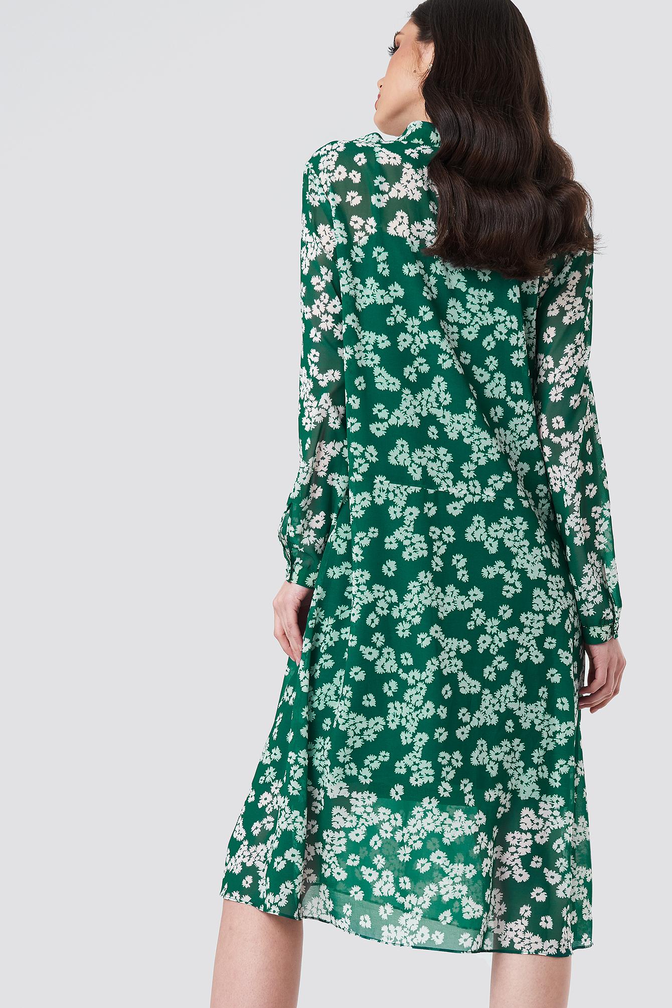 Samsøe & Samsøe Synthetic Merritt Ls Dress Aop Daisy in Green - Lyst