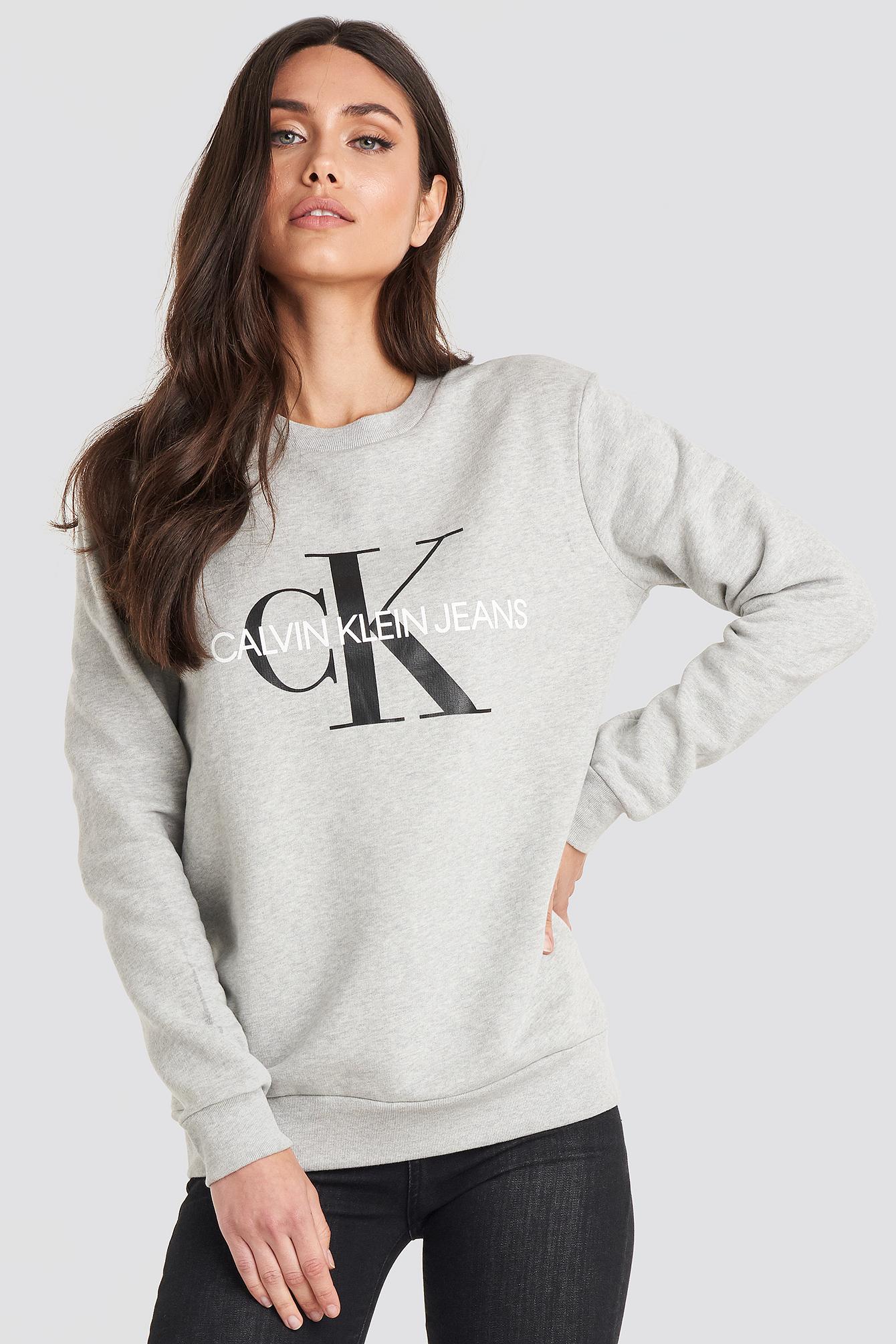 Calvin Klein Cotton Grey Core Monogram Logo Sweatshirt in Light Grey  Heather (Gray) - Lyst