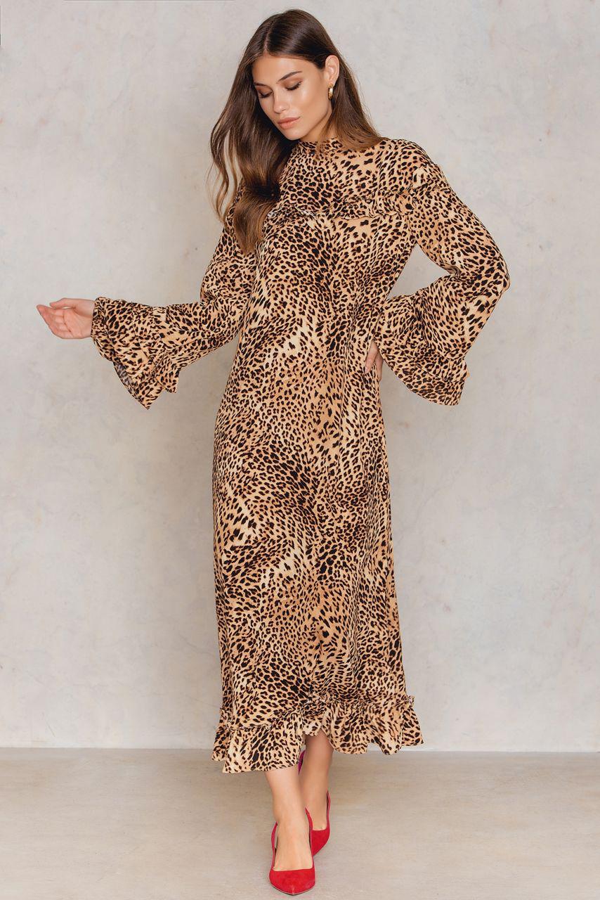 Gestuz Synthetic Christine Long Dress in Leopard (Brown) - Lyst