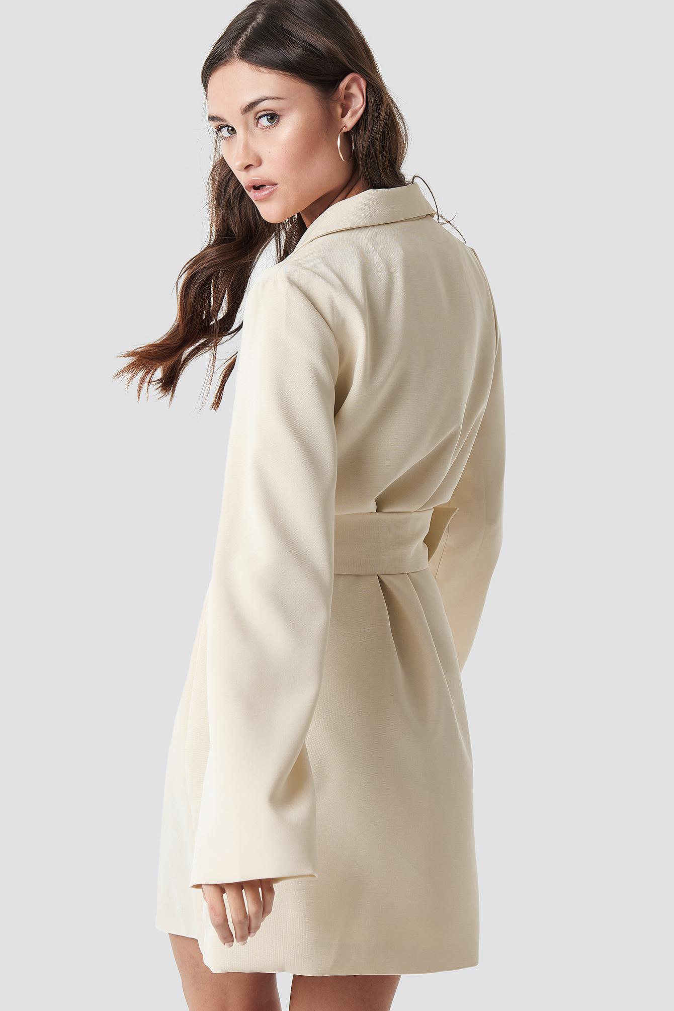 wide sleeve belted blazer dress
