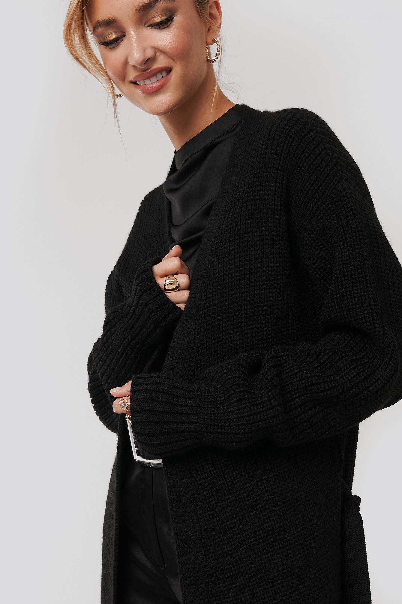 black belted maxi cardigan