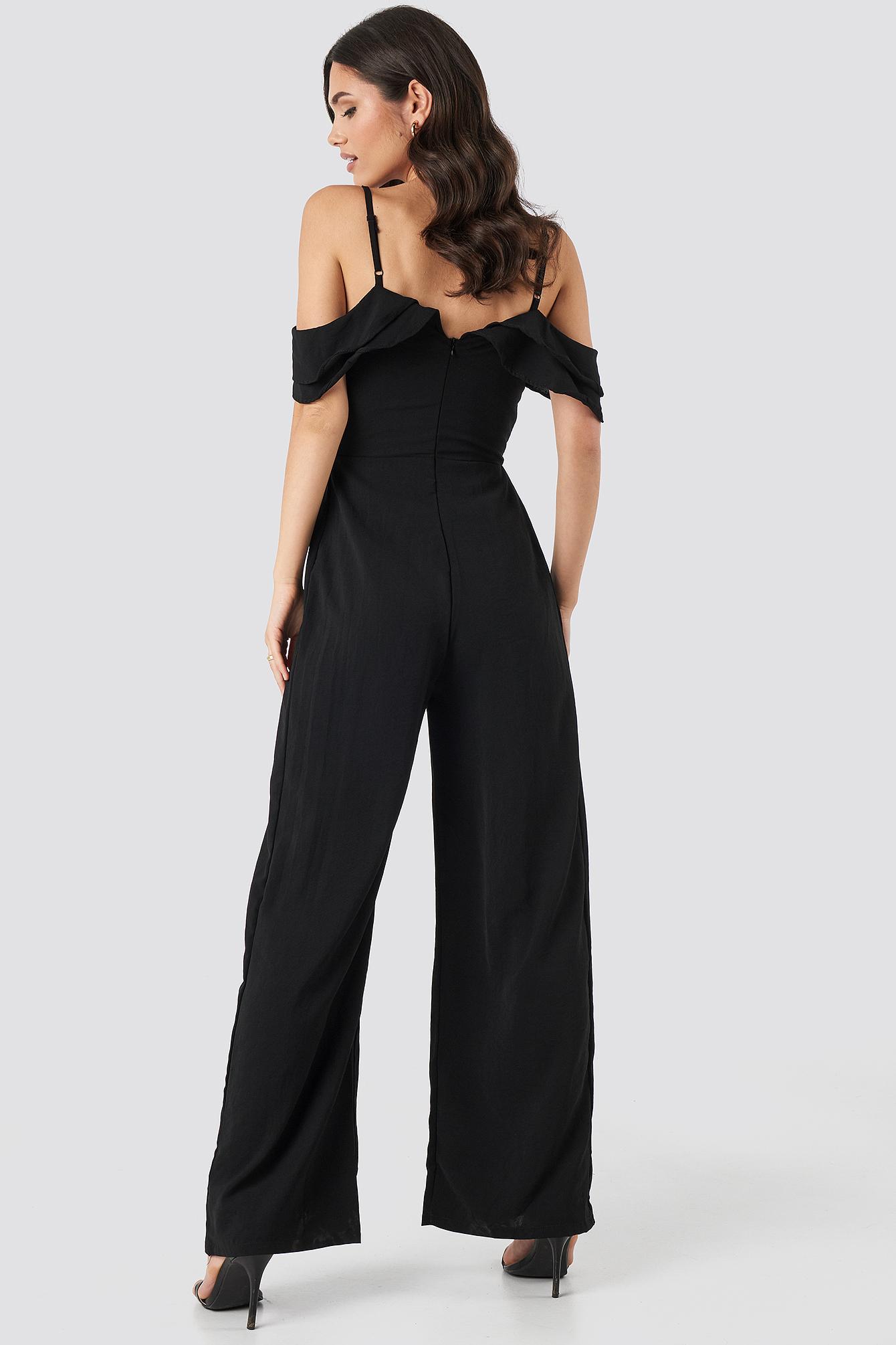 black thin strap jumpsuit