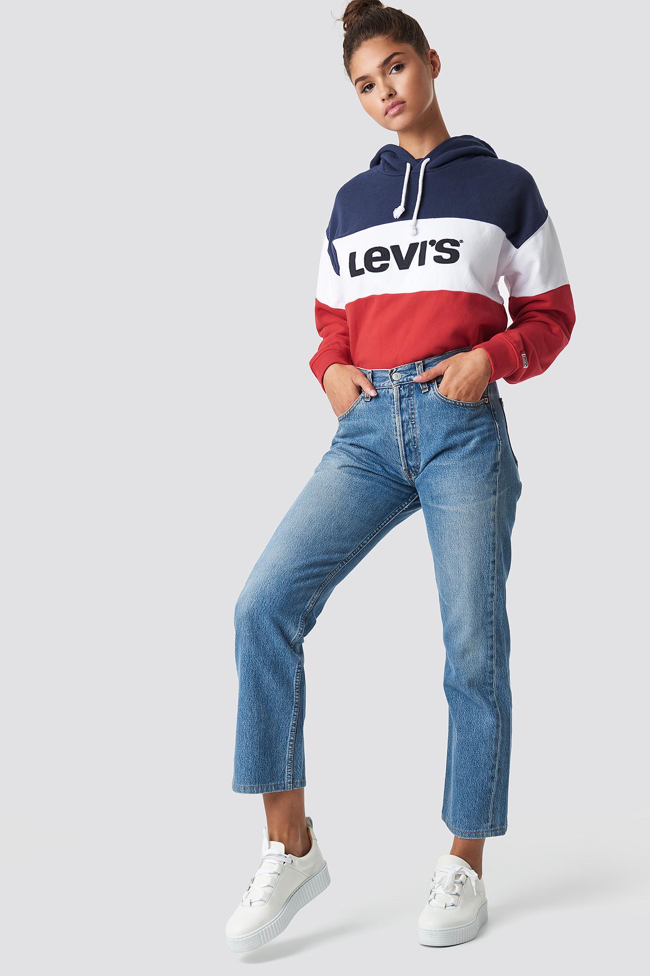 raw hem colorblock hoodie