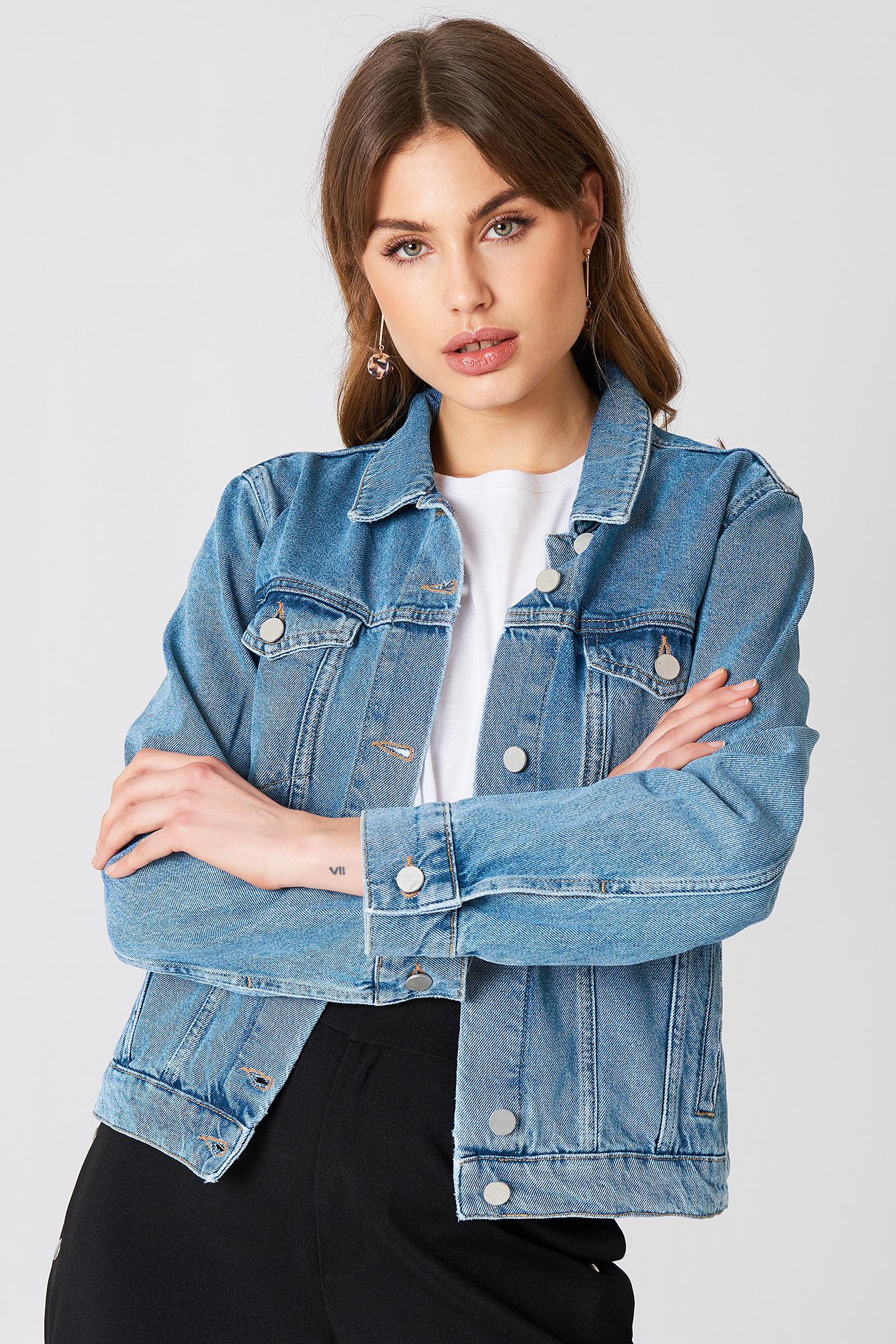 NA-KD Leader Of The Pack Denim Jacket Mid Blue - Lyst
