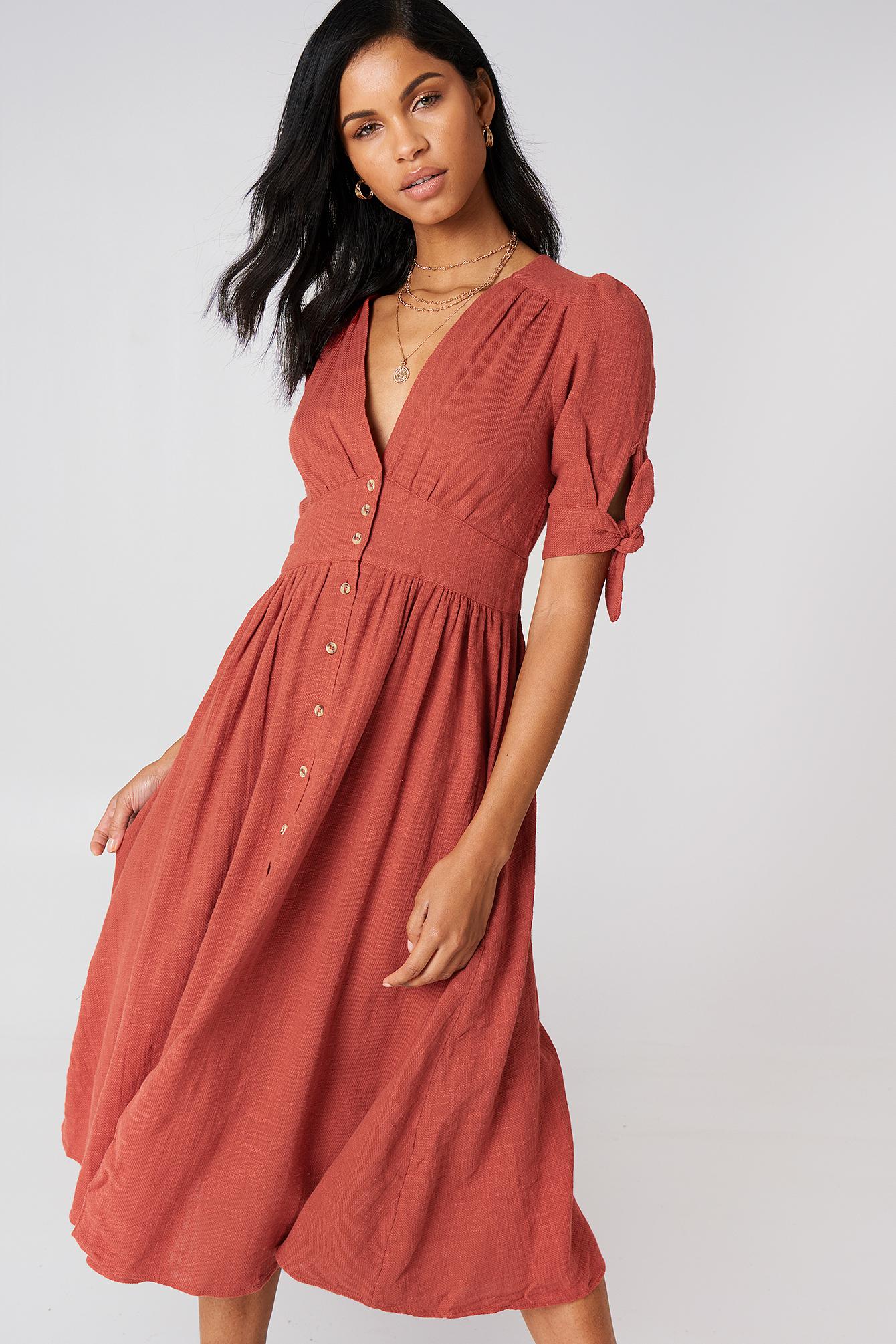 Free People Cotton Love Of My Life Midi Dress In Burnt Orange Orange Lyst