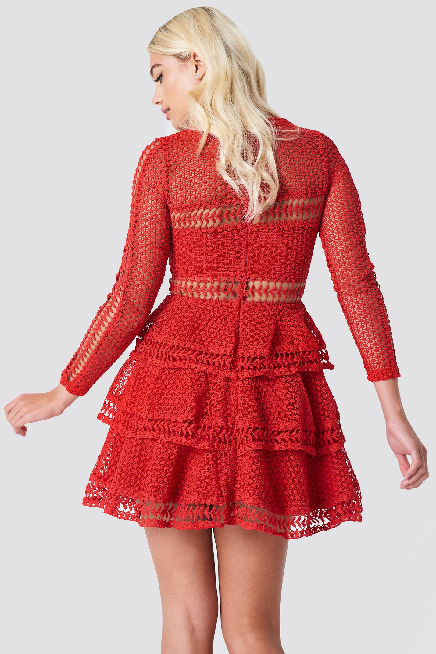 NA-KD Synthetic Crochet Dot Dress Red | Lyst