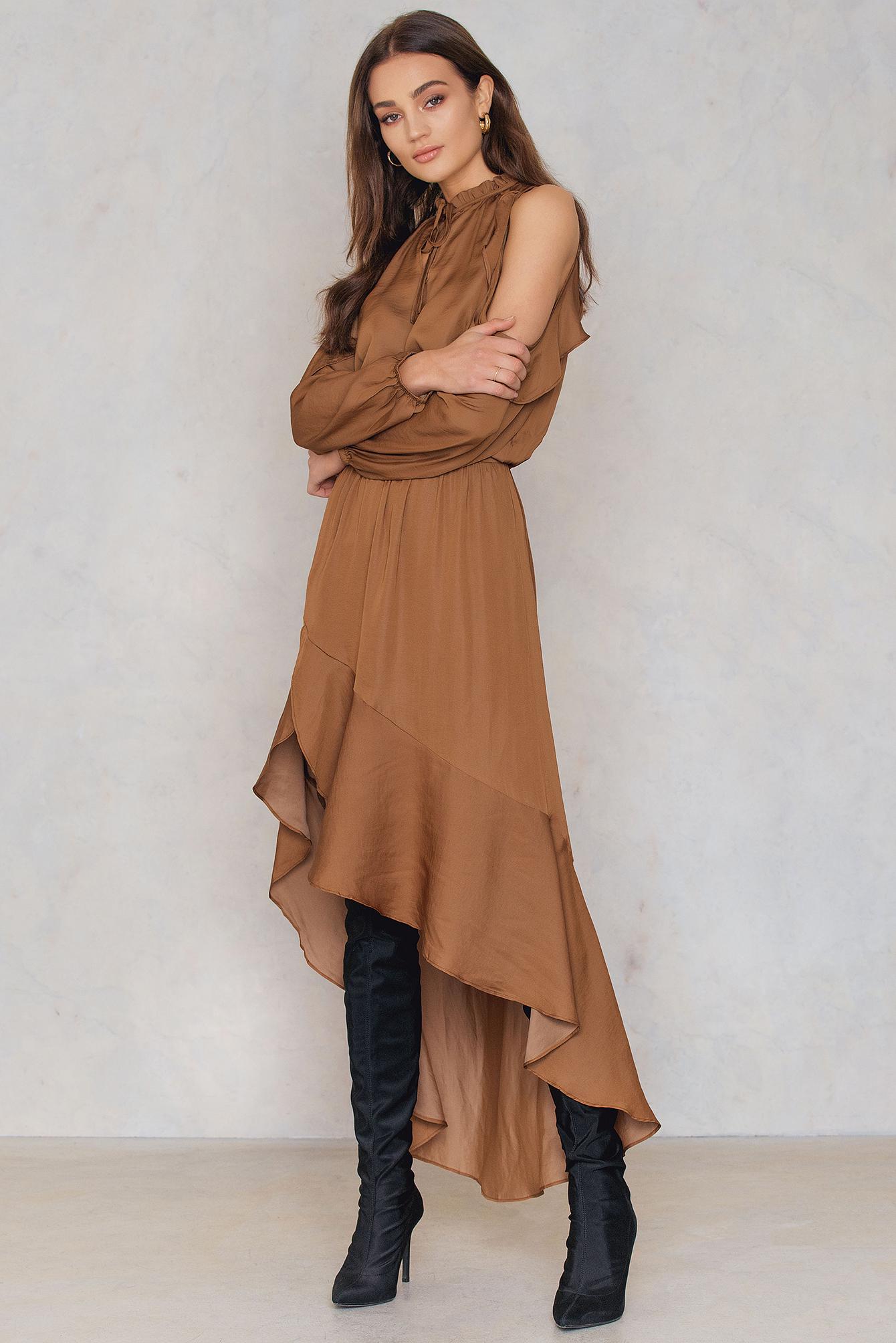 Dance & Marvel Synthetic Cold Shoulder Ruffle Maxi Dress