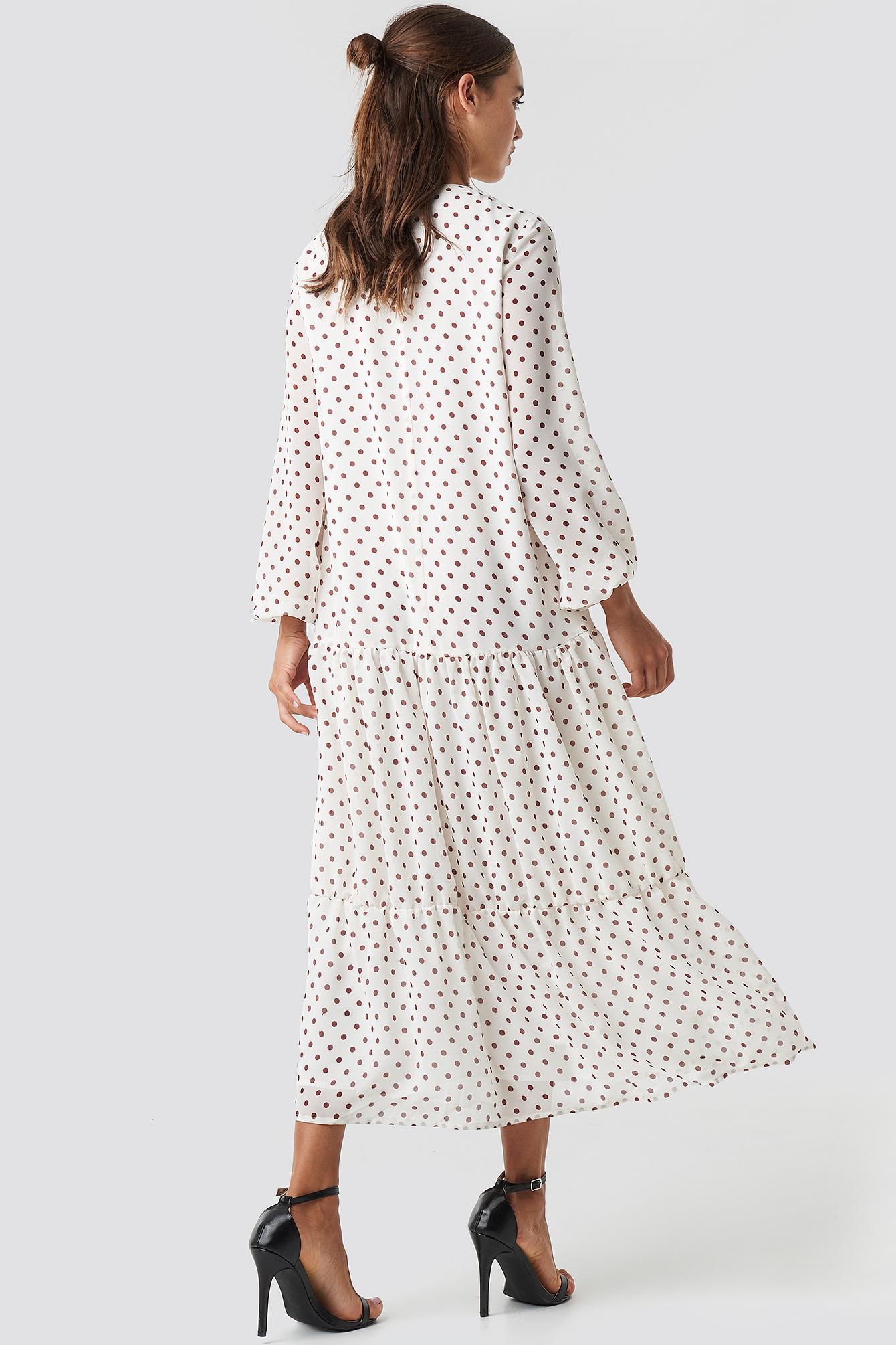 dotted ruffle chiffon dress