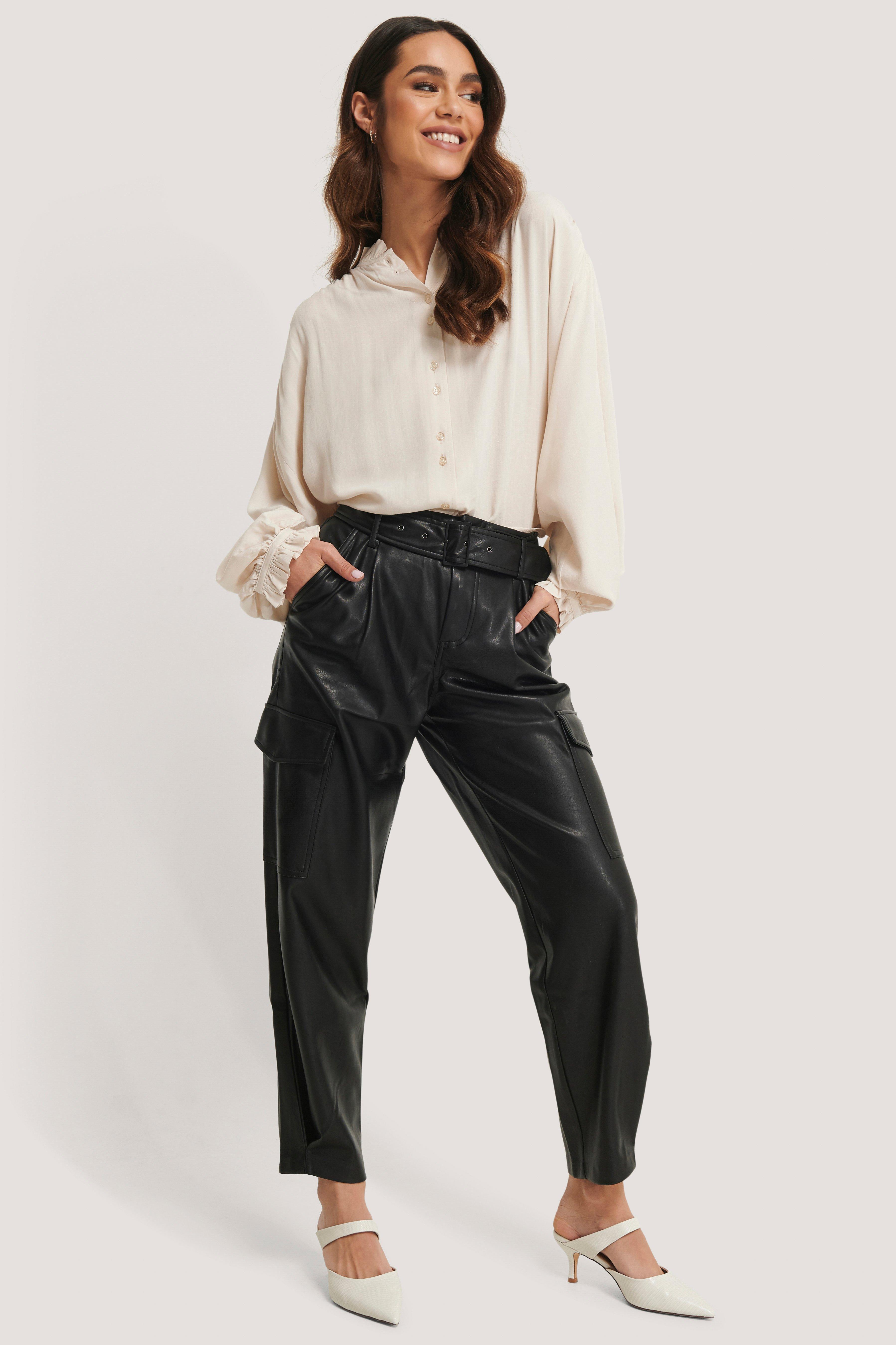 Pantalon faux cuir Mango en coloris Noir Lyst