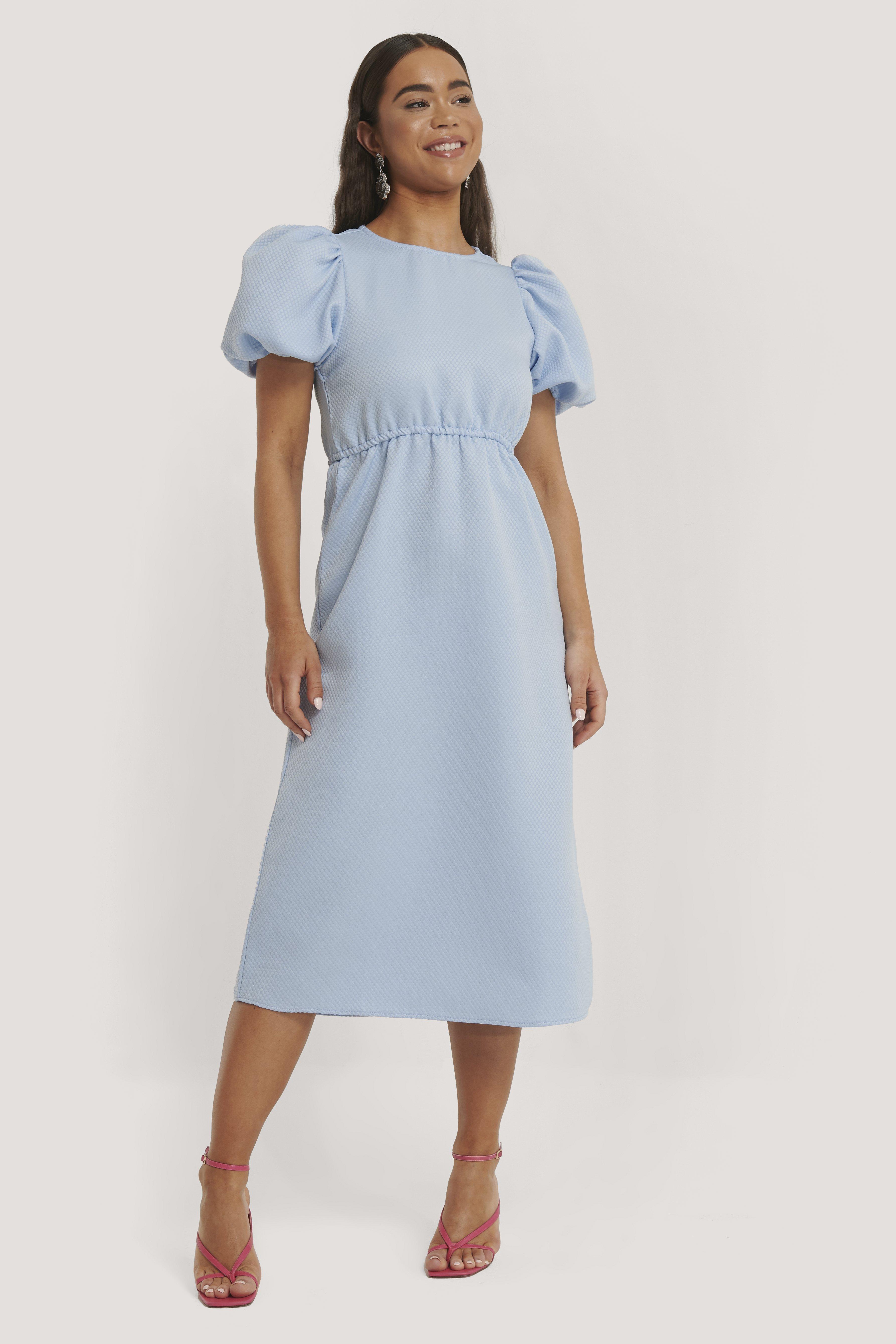Short Puff Sleeve Midi Dress 