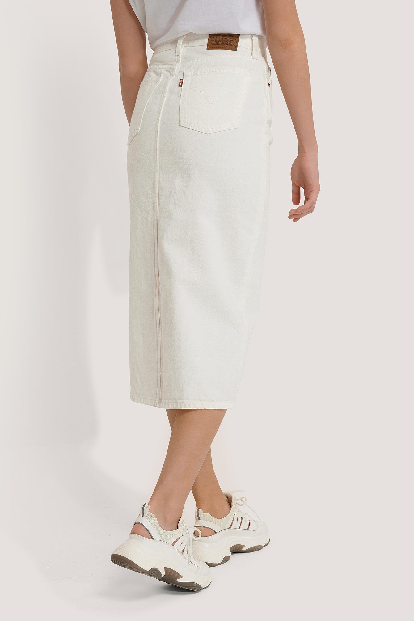 white button up midi skirt