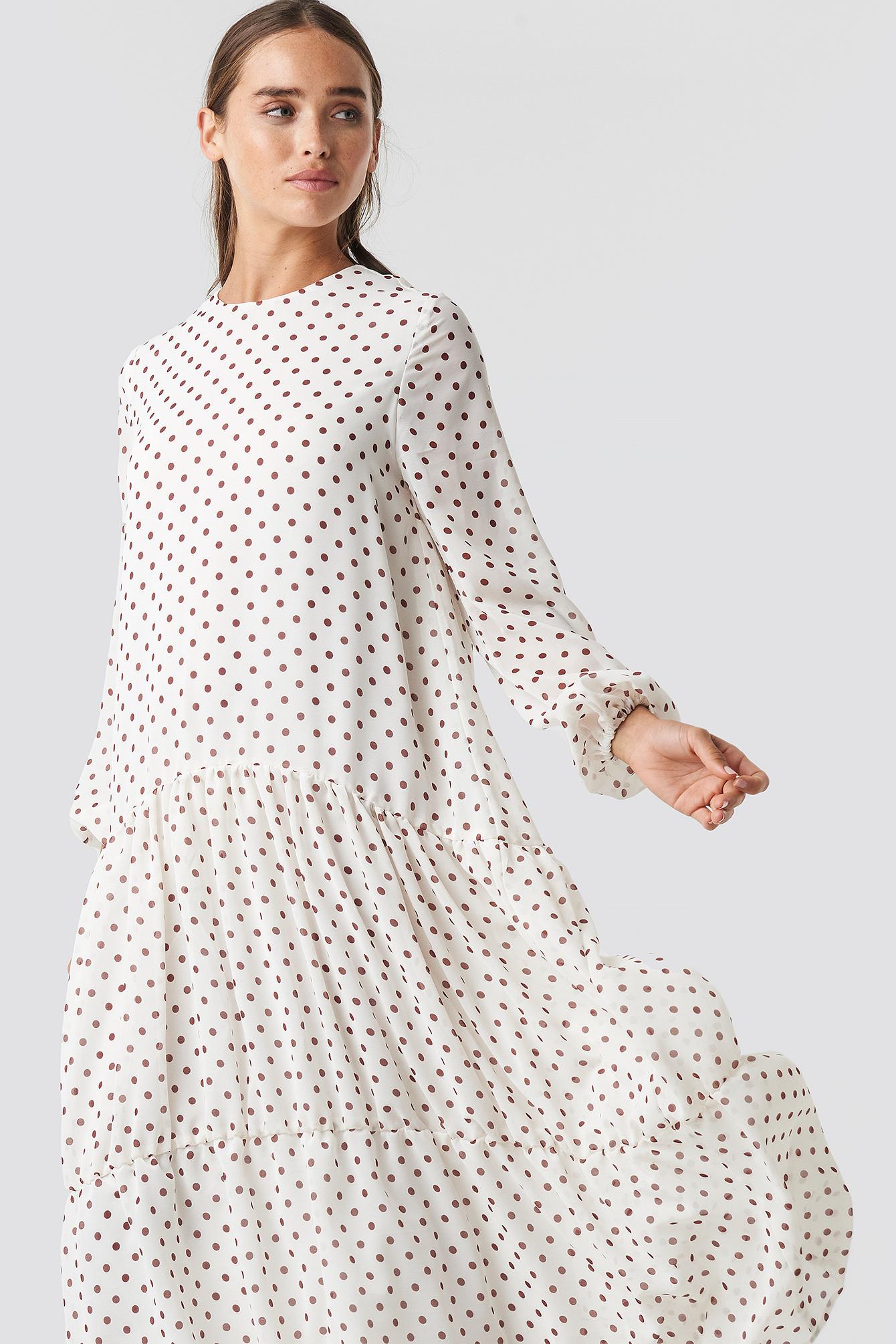 dotted ruffle chiffon dress