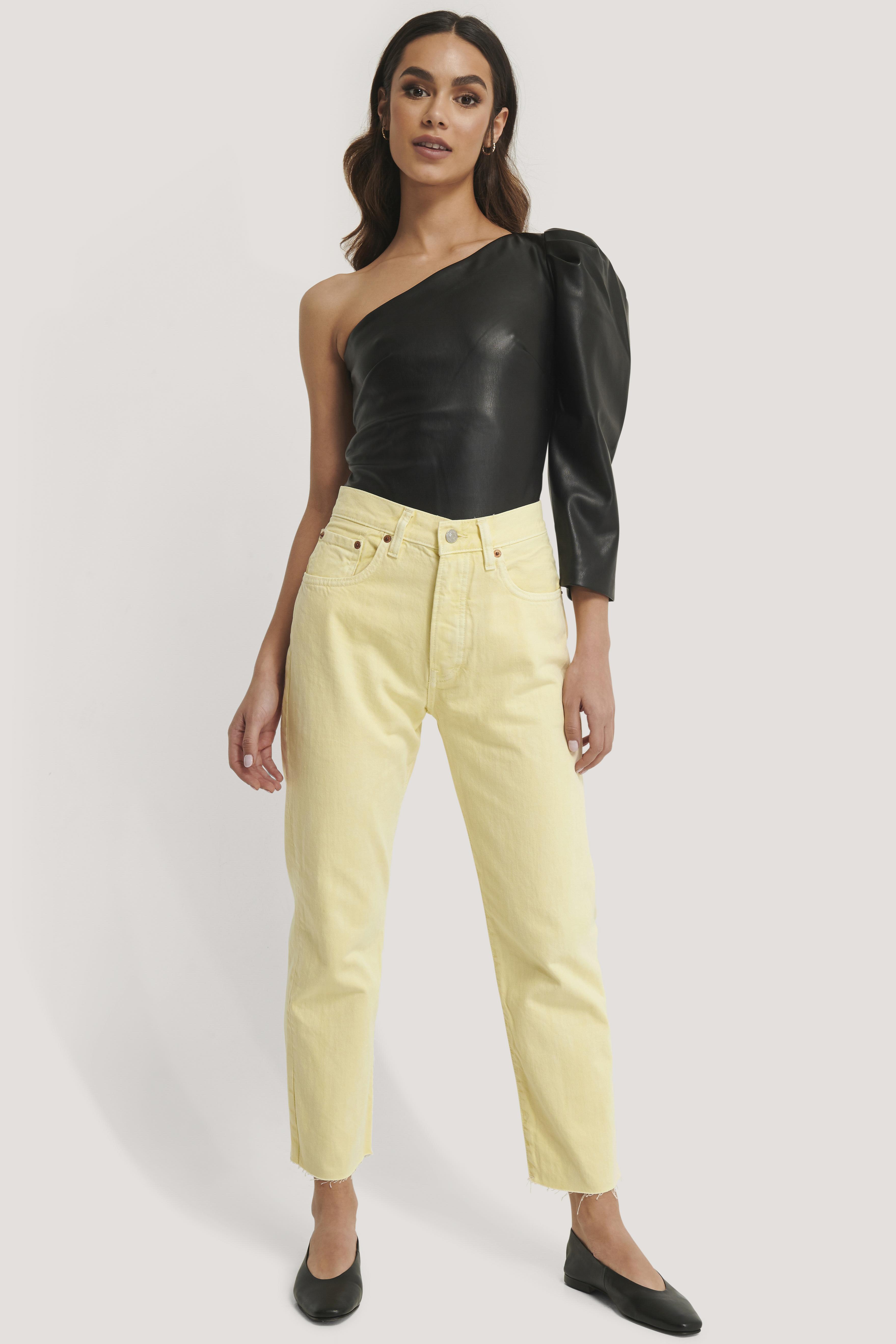 Mango Denim Yellow Havana Jeans | Lyst