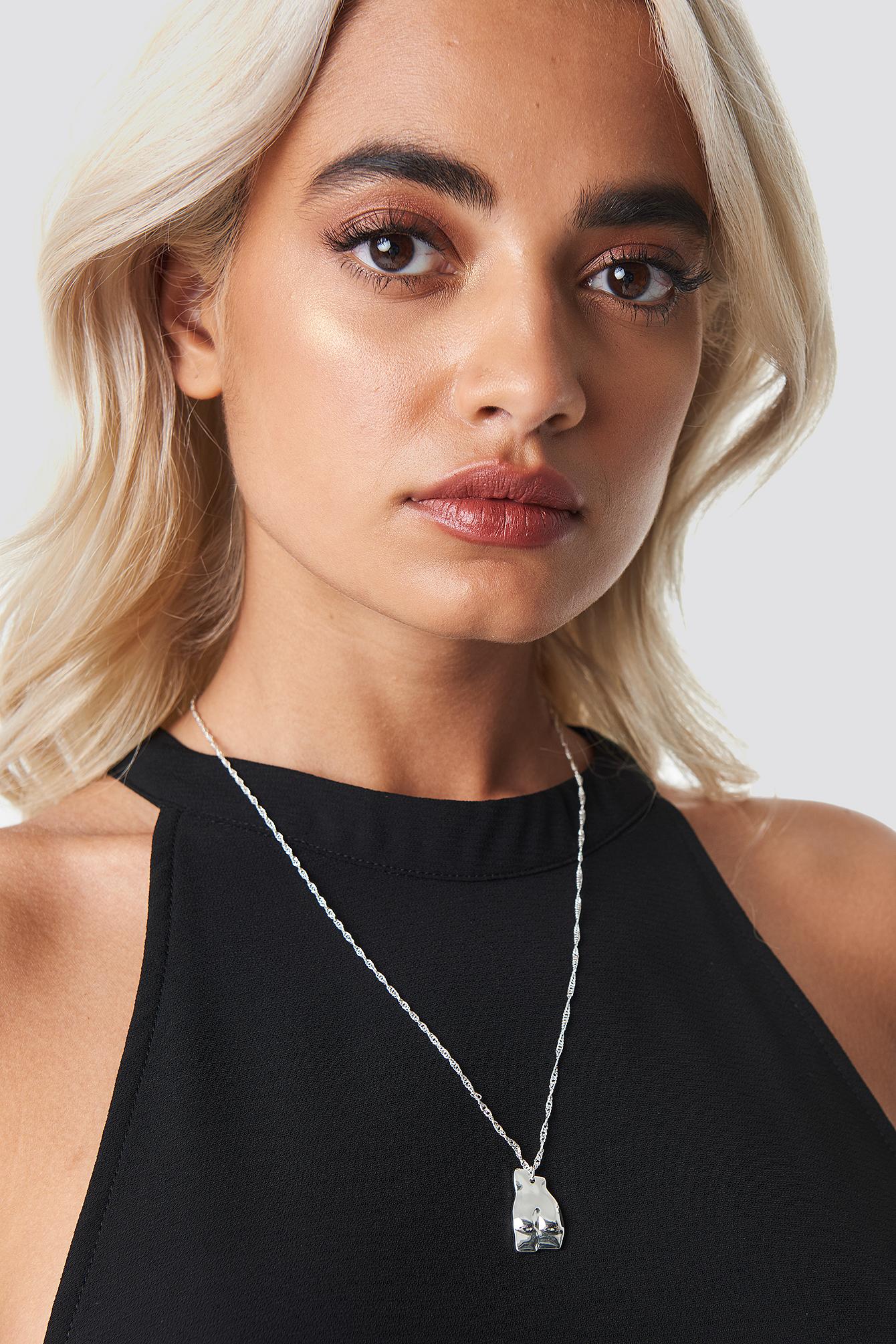 NA-KD Naked Bottom Necklace Silver in Metallic - Lyst