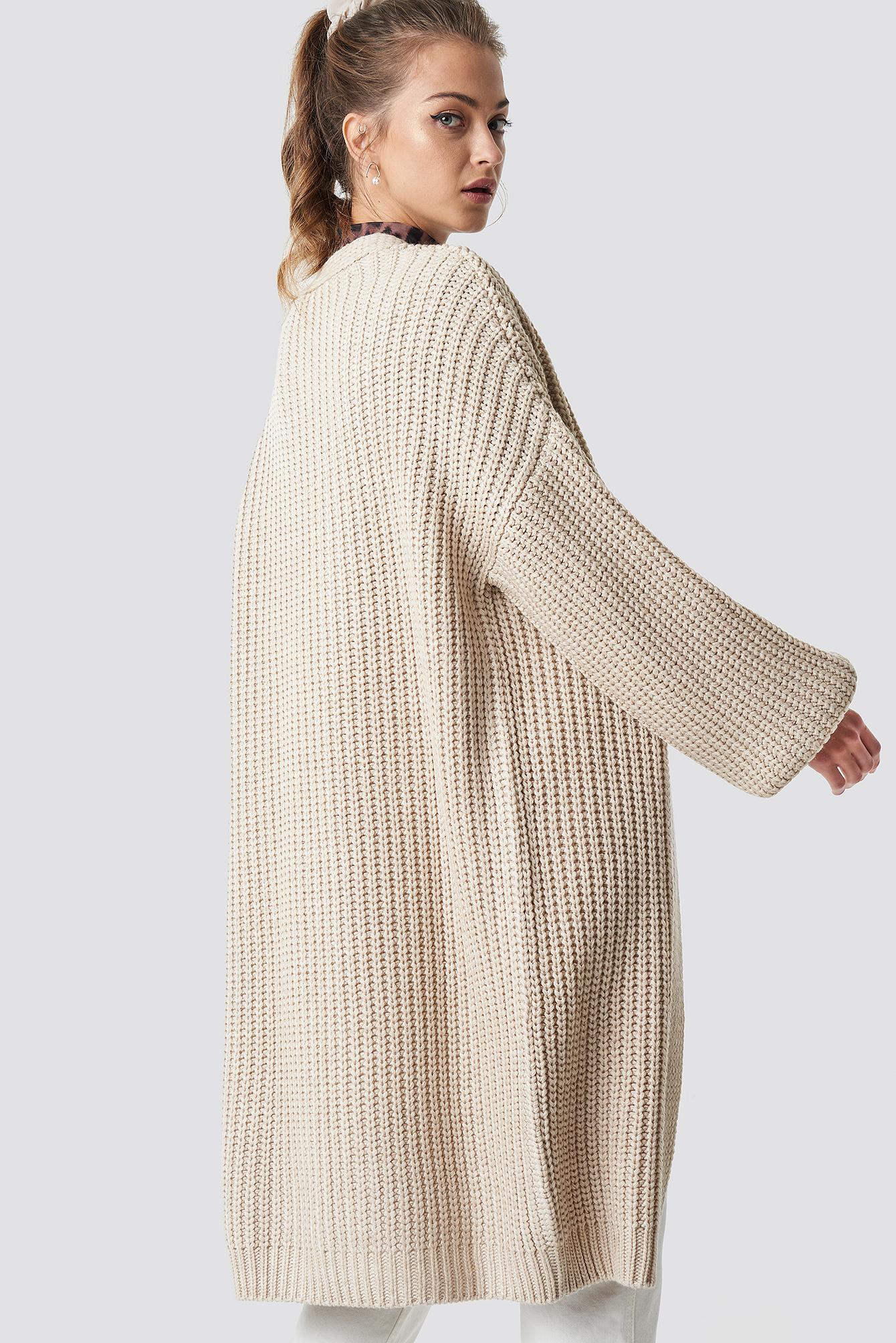 beige balloon sleeve cardigan