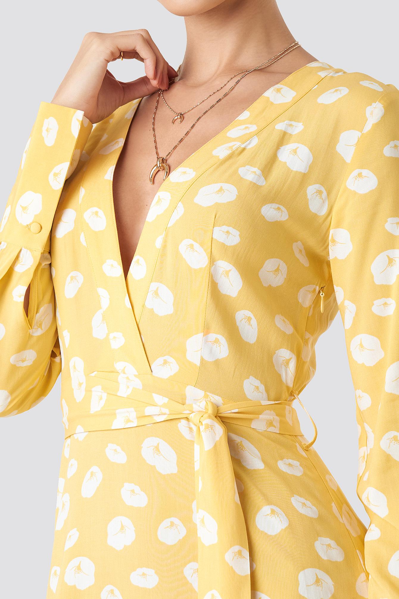 Yellow Deep V-neck Maxi Dress 