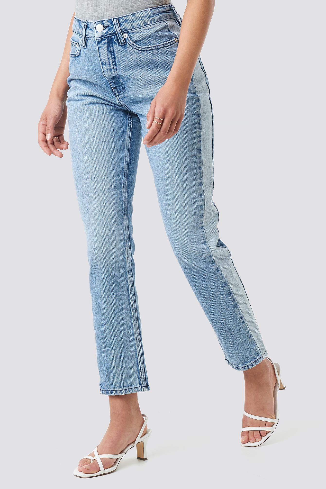 NA-KD Two Tone Side Panel Jeans Blue | Lyst