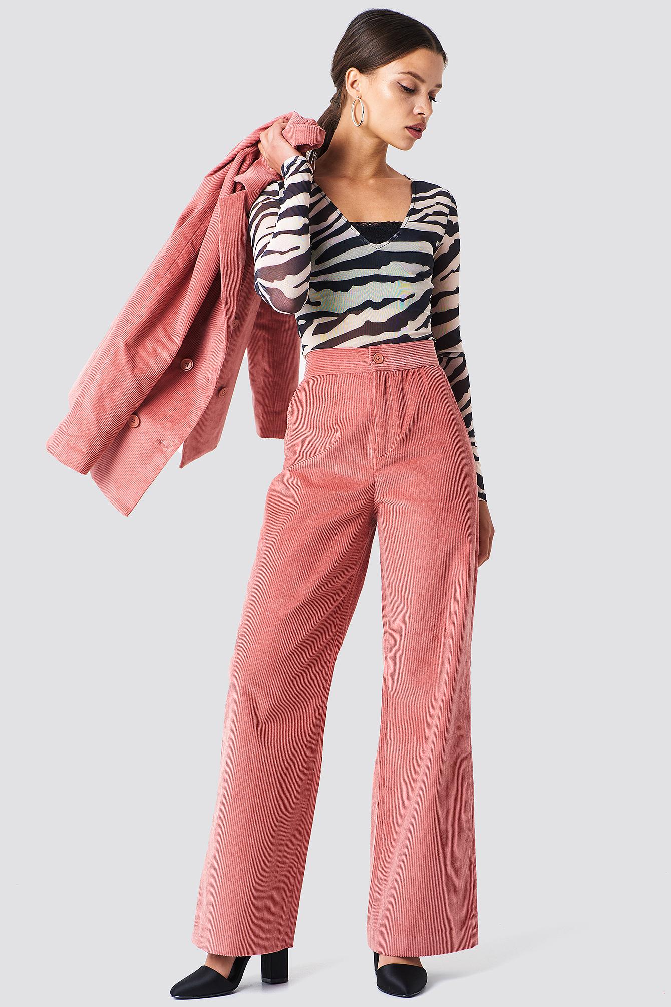 NA-KD Corduroy Suit Pants Pink - Lyst
