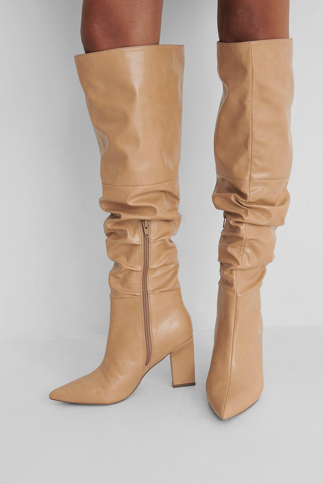beige slouch boots