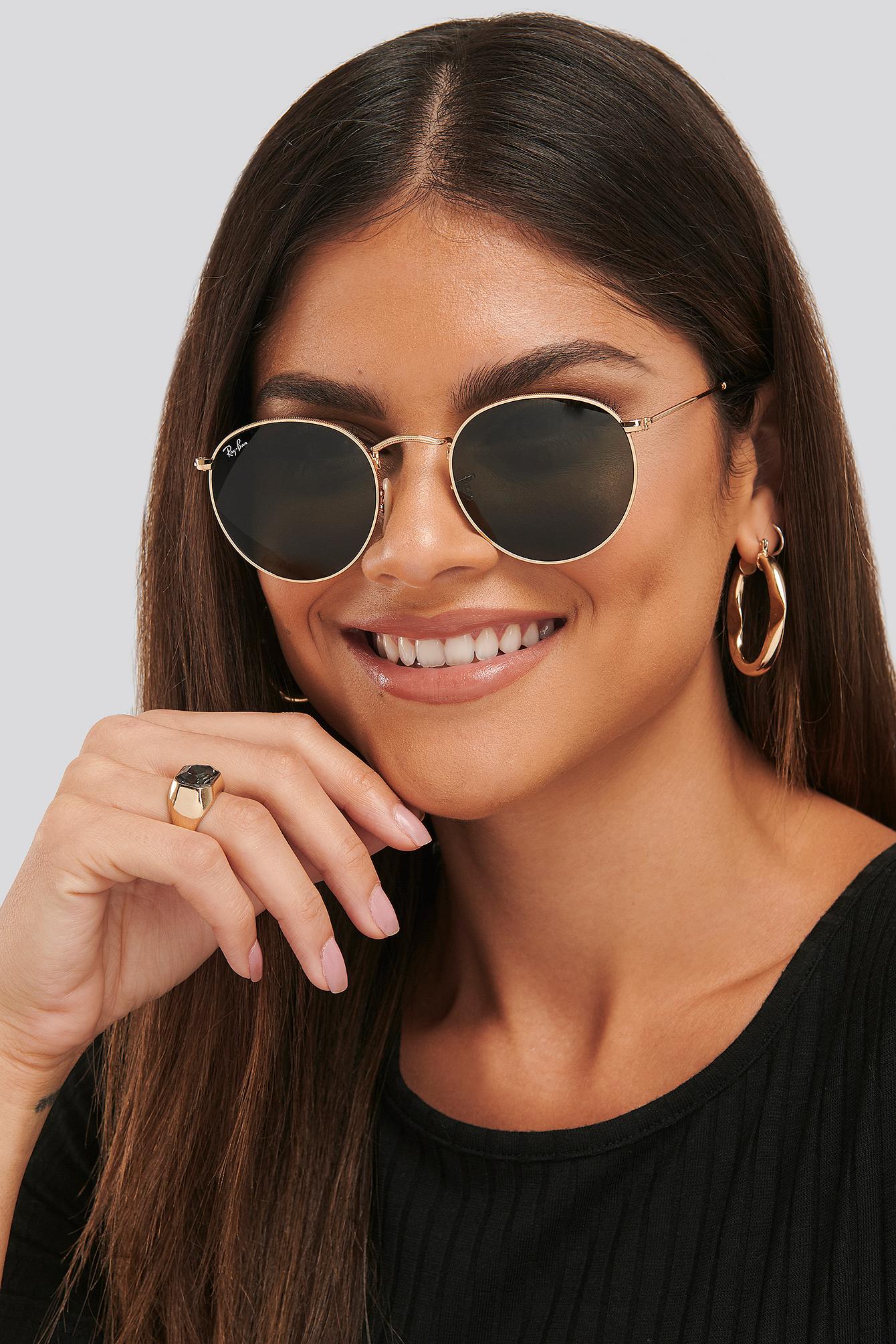 Ray-Ban Black Metal Round 1 in Metallic | Lyst