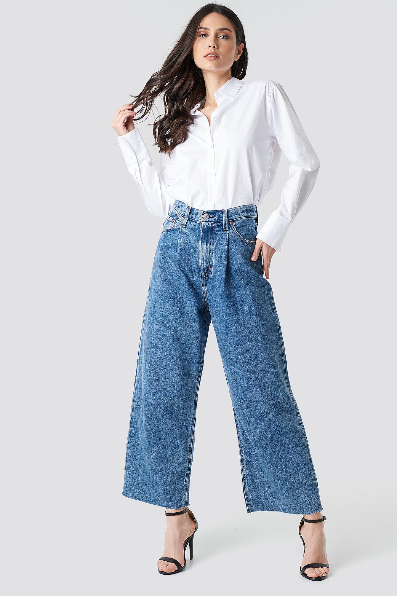 levi's ribcage pleated crop jeans
