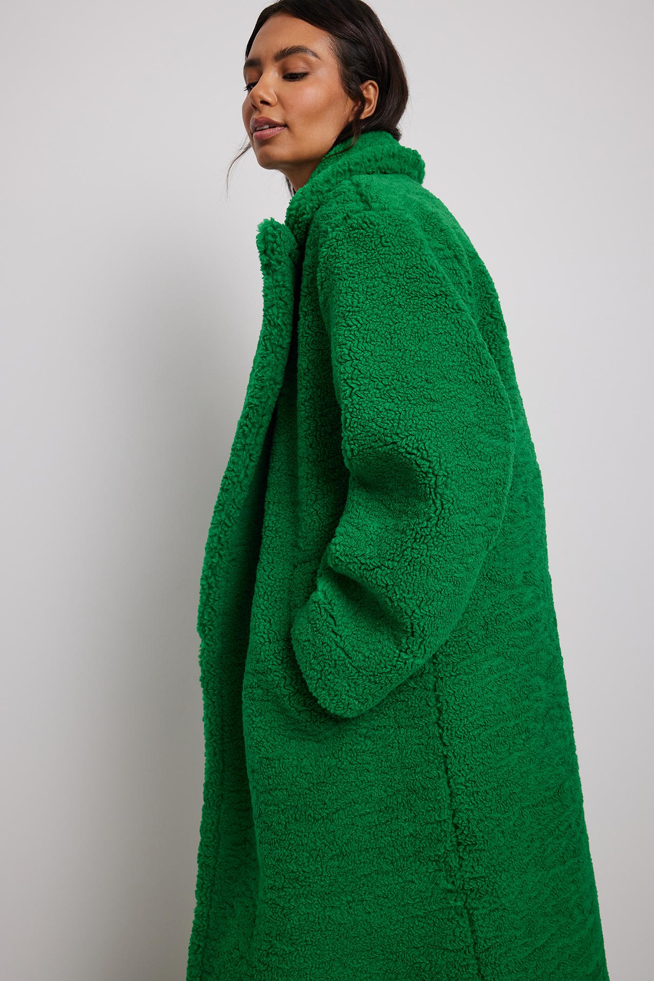 NA-KD Teddy Coat in Green | Lyst