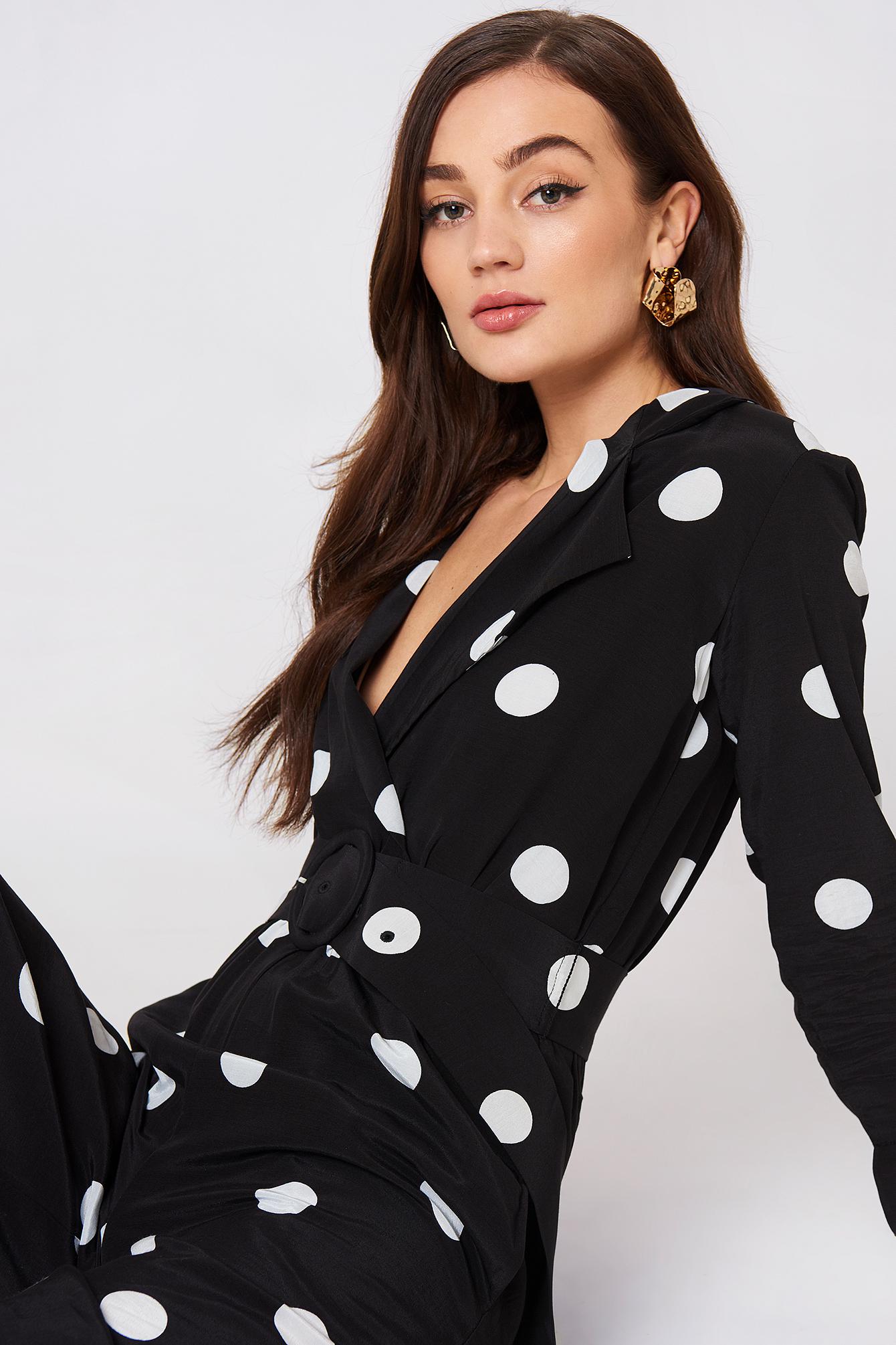 mango jumpsuit polka dot