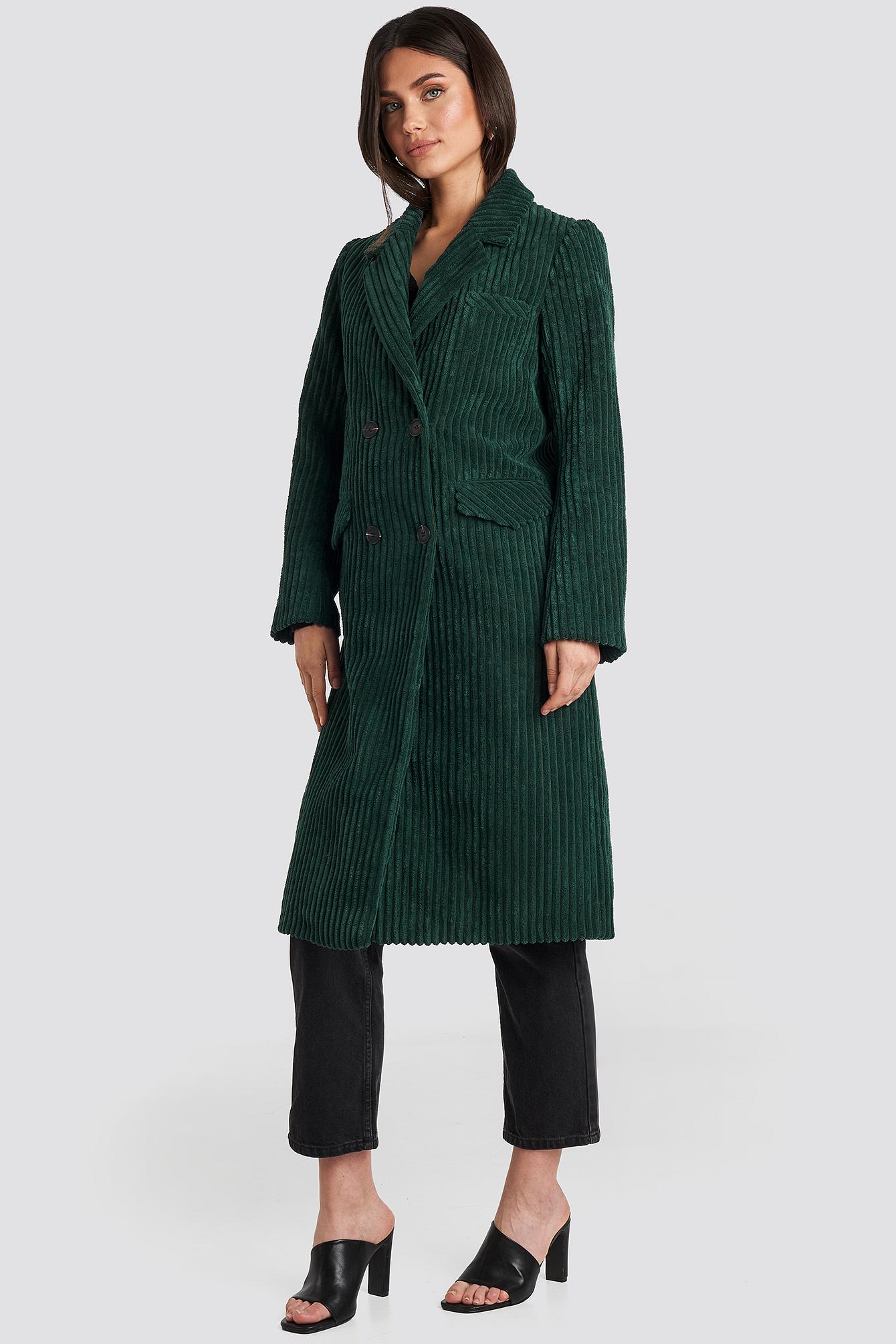 NA-KD Green Corduroy Coat | Lyst