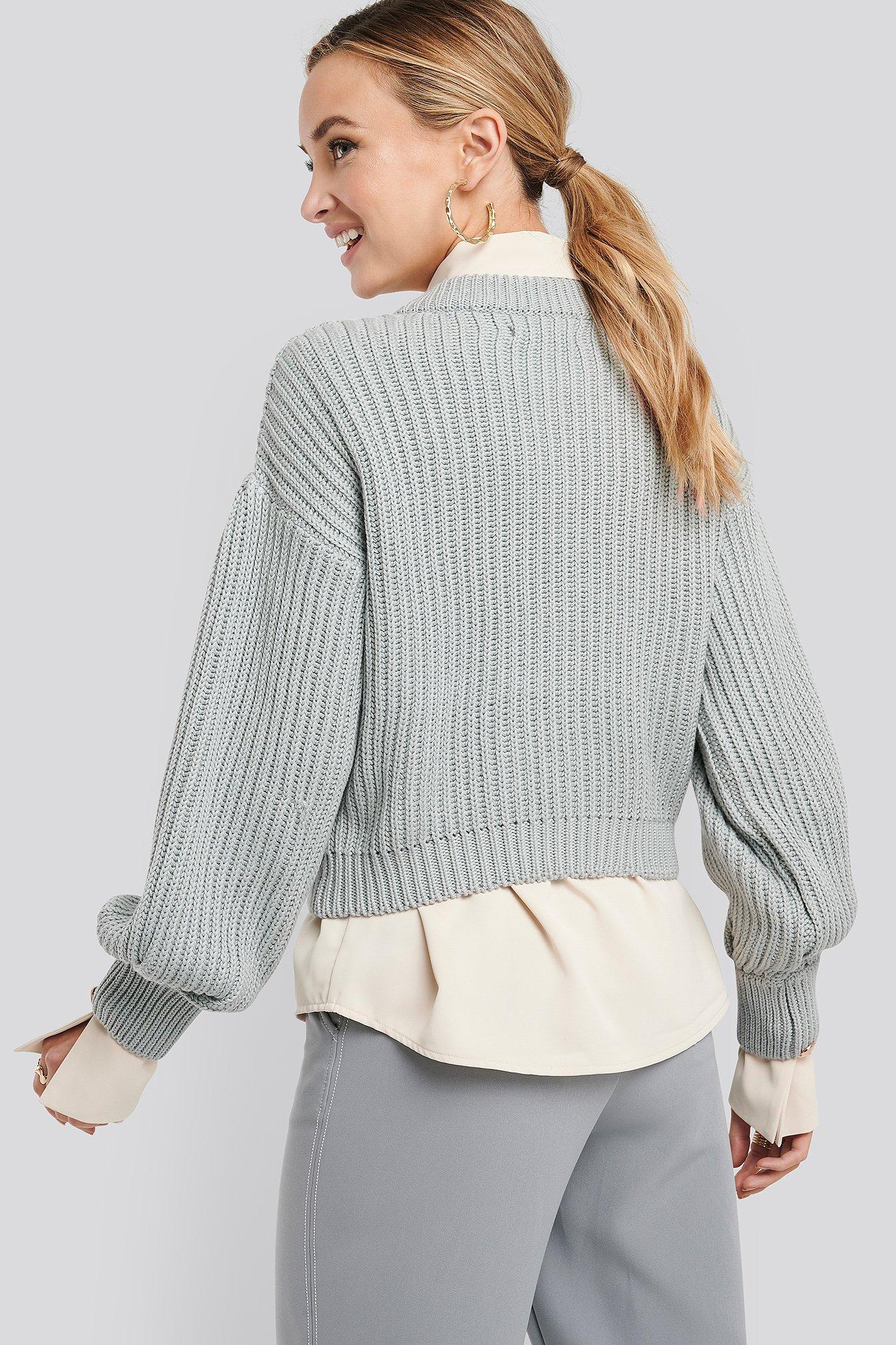 balloon sleeve round neck sweater