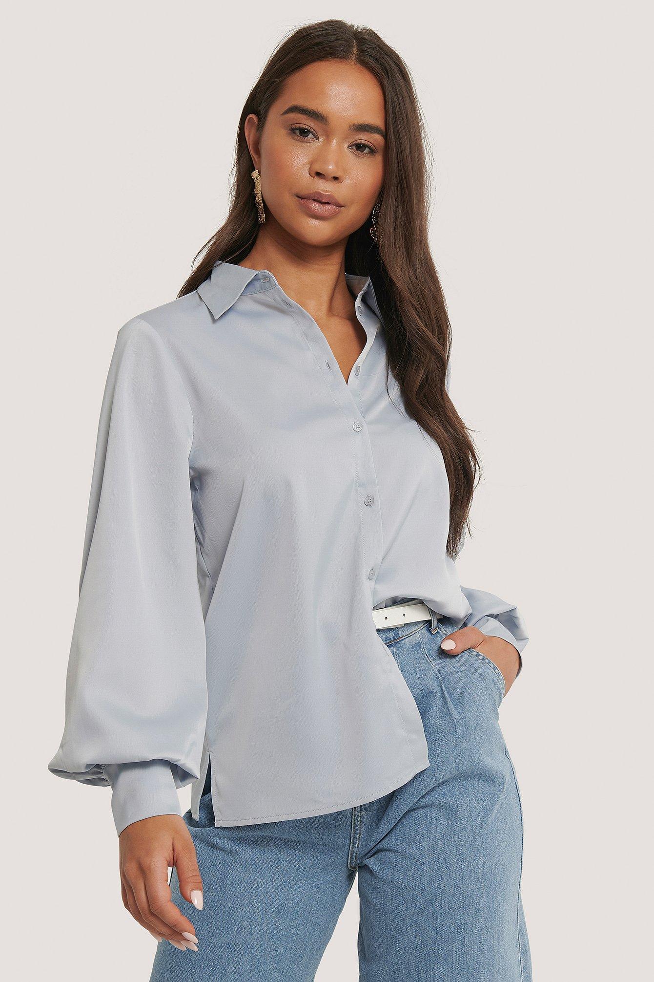 light blue flowy top