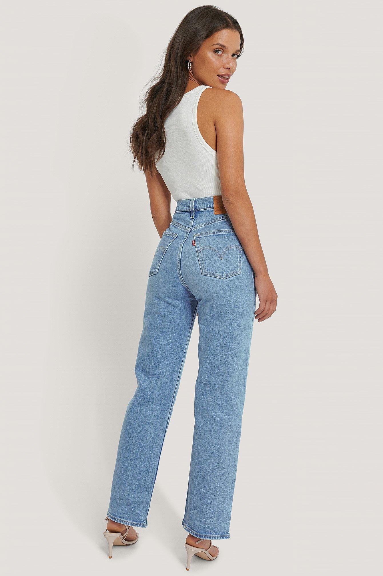 Buy > blue ribcage straight ankle jeans > in stock