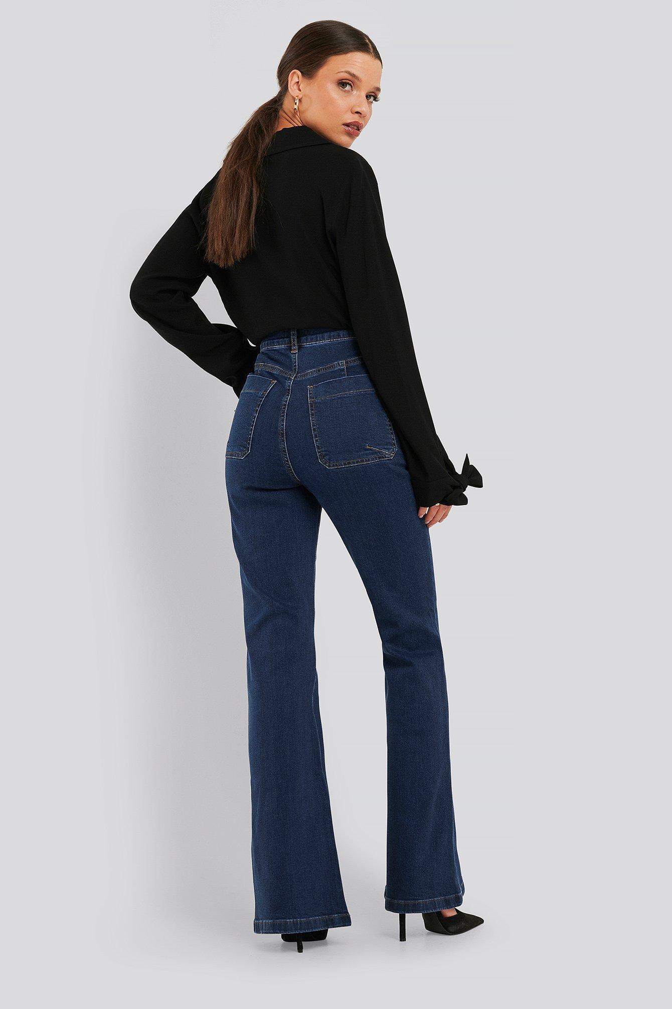 NA-KD Blue High Waist Front Seam Flare Jeans | Lyst