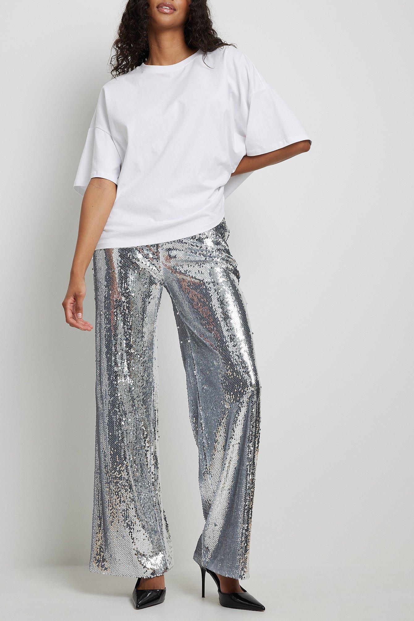 Wide leg sequin deals trousers