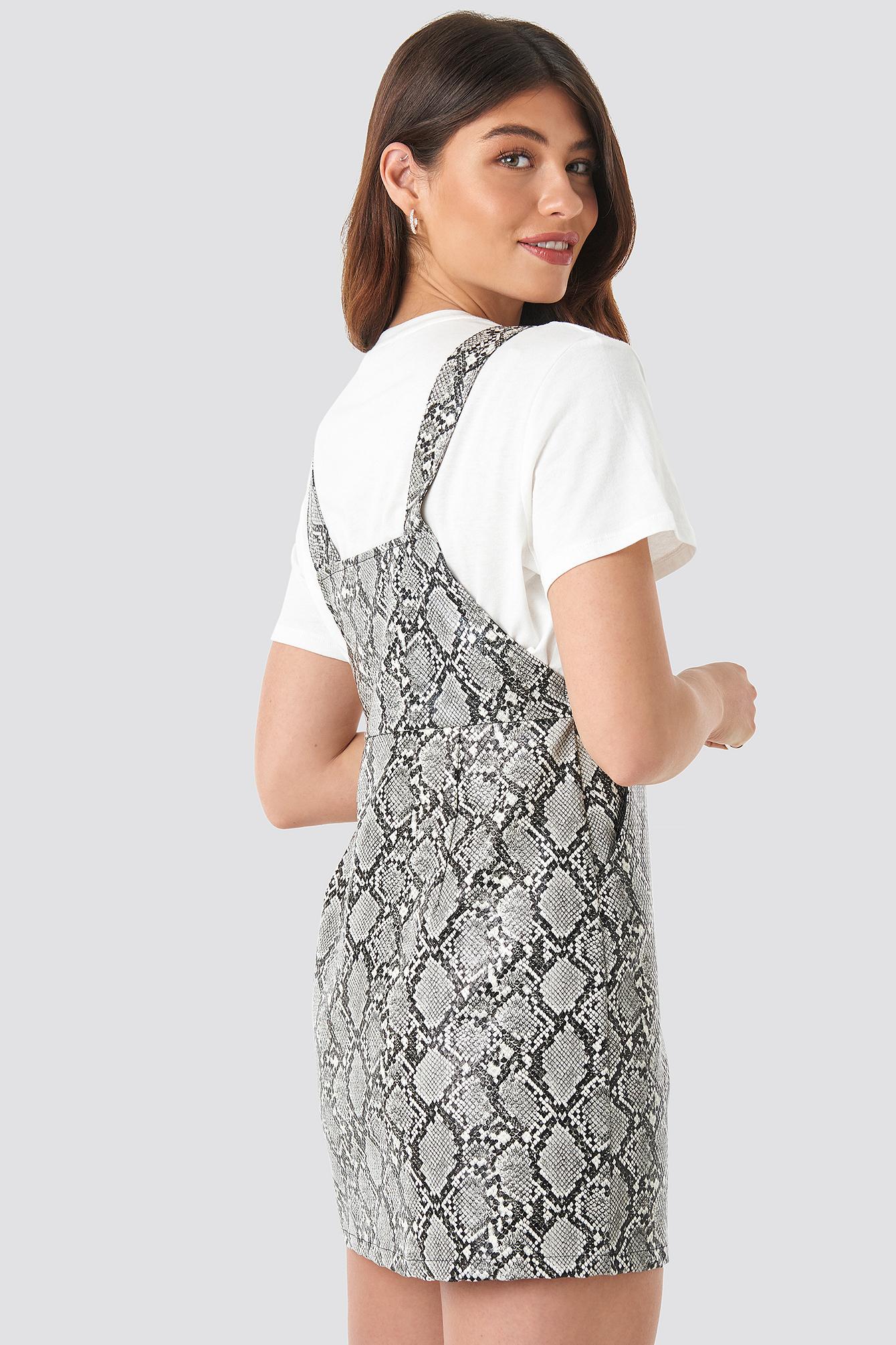 printed dungaree dress