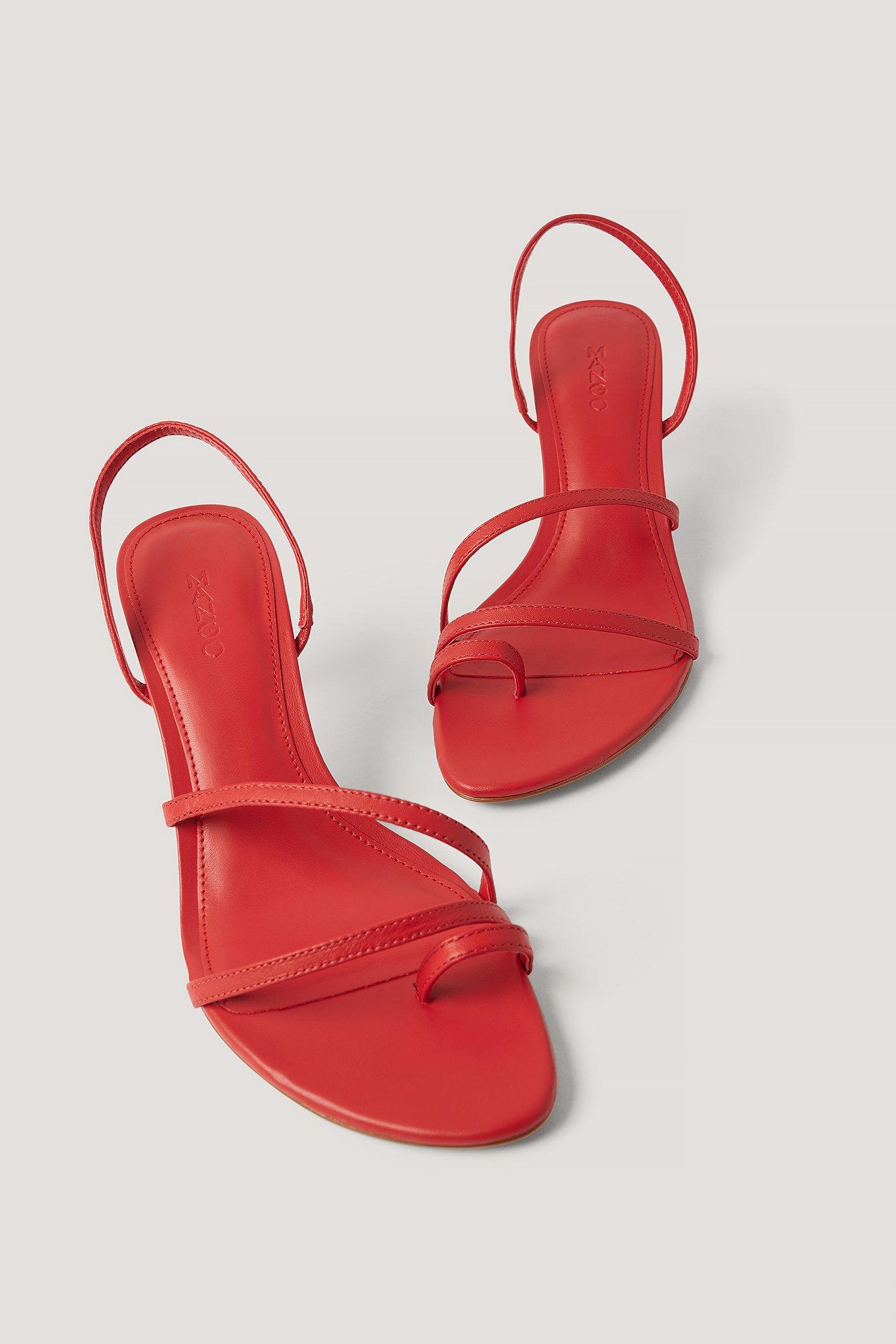 Mango Leather Red Loma Sandals | Lyst