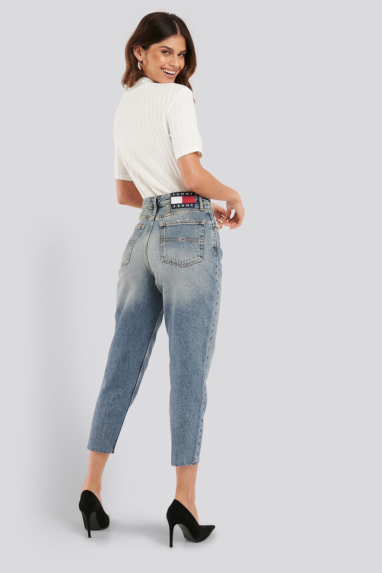 tommy hilfiger high rise tapered mom jeans
