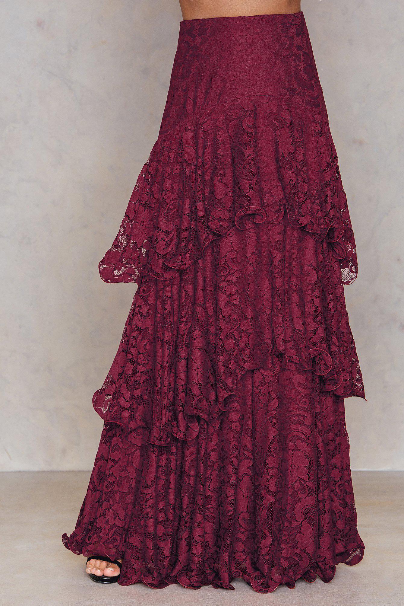 Trendyol Lace Layered Maxi Skirt in Burgundy (Purple) - Lyst