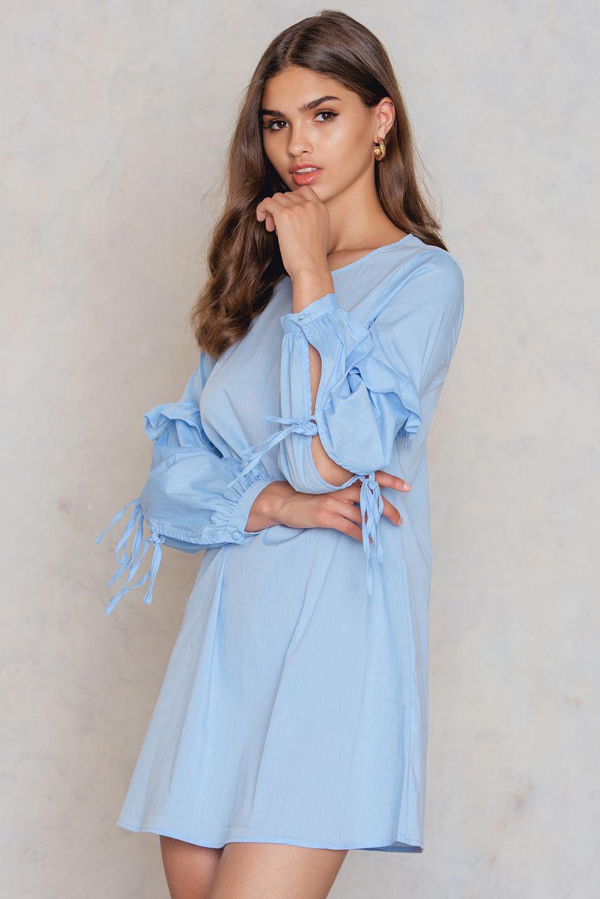 Lyst - Glamorous Ruffle Sleeve Dress in Blue - Save 21%