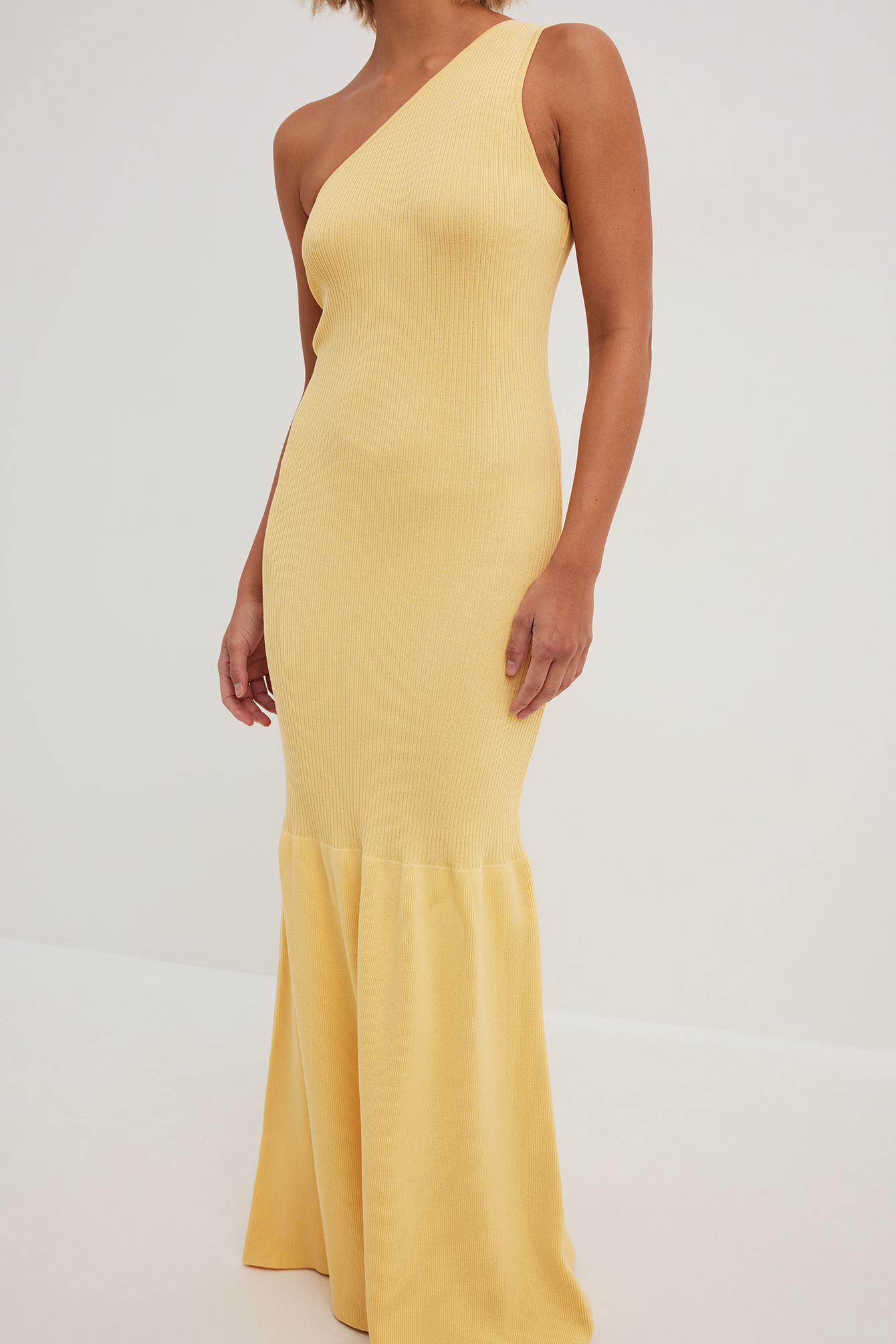 NA-KD Yellow One Shoulder Mermaid Detailed Maxi Dress | Lyst