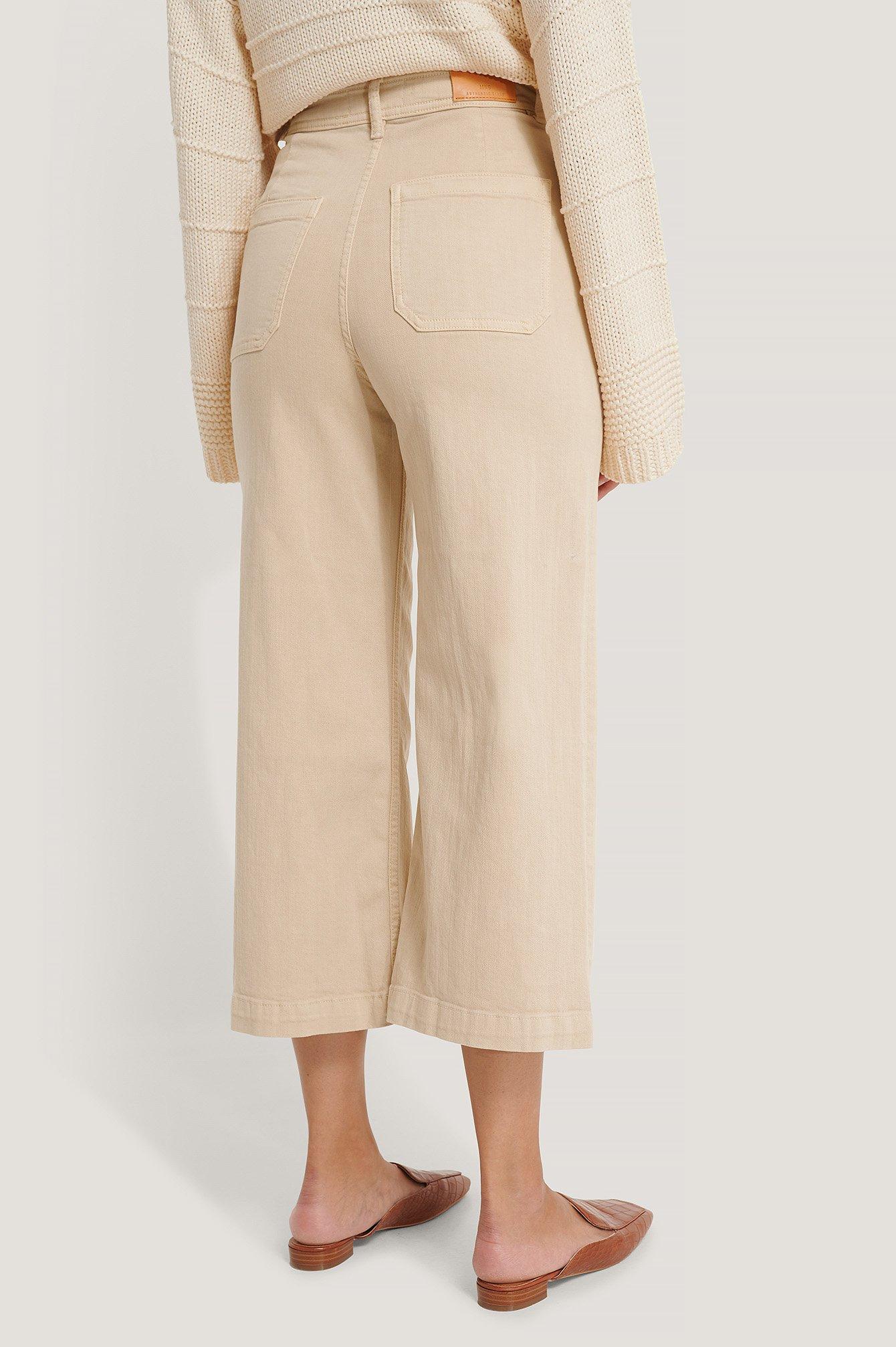 Mango Denim Beige Carlota Jeans in Natural | Lyst