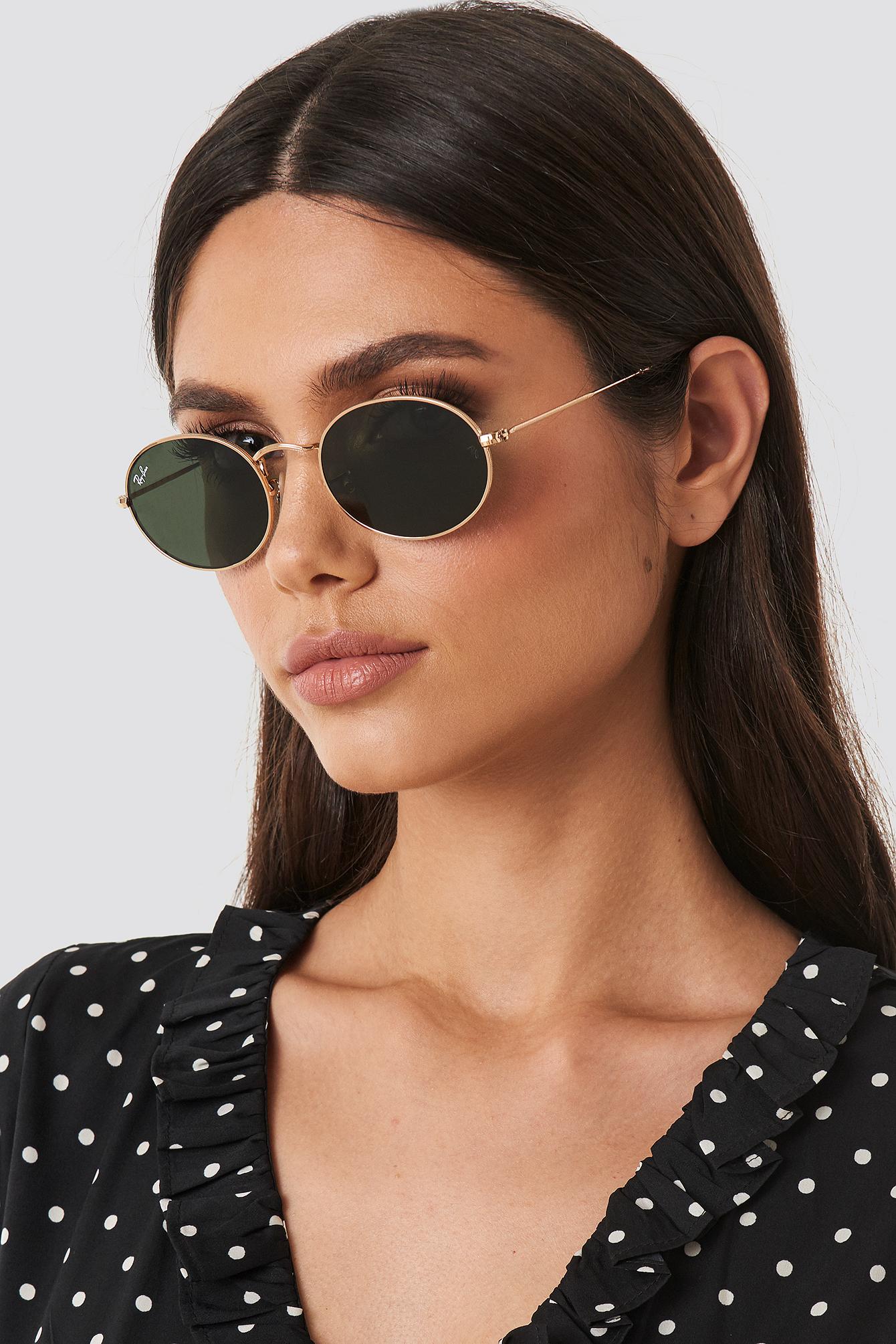 Ray-Ban Oval Gold in Gold/Green (Metallic) - Lyst