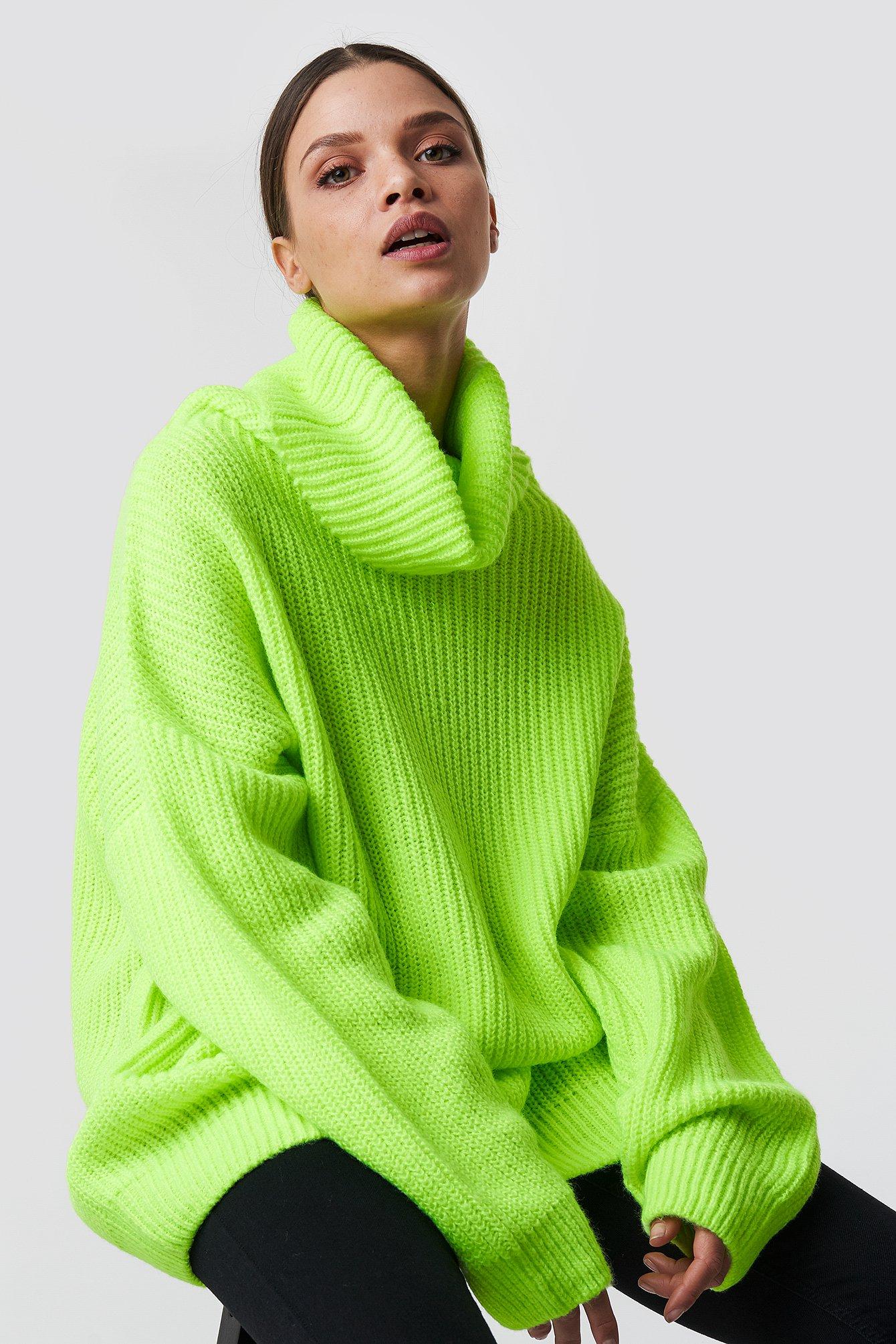 NA-KD Neon Oversized Sweater Green | Lyst